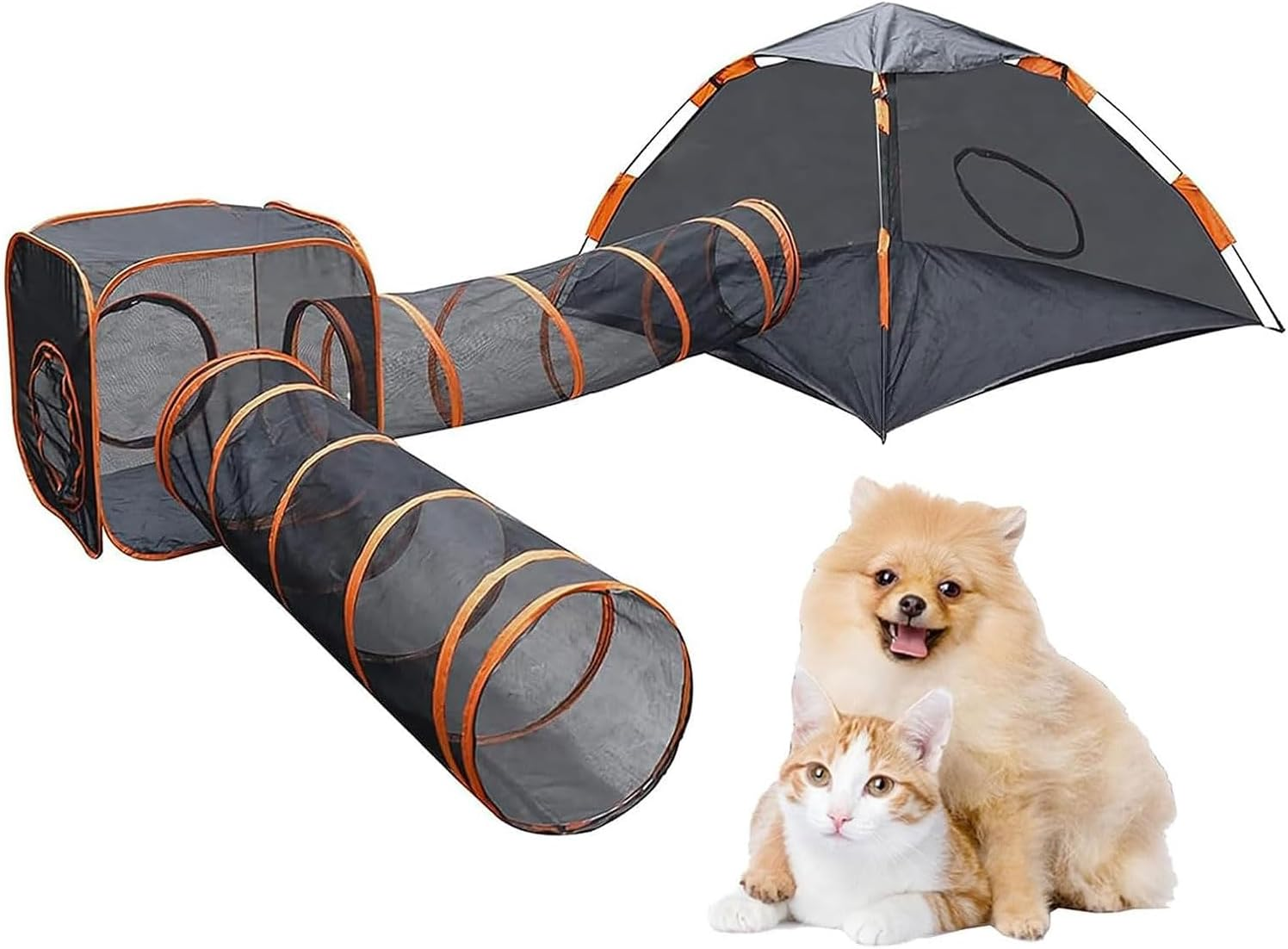 4-In-1 Cat Tunnel for Indoor Cats Outdoor Cat Enclosures Cat Toys Portable Pet Cat Tent Mesh Pet Tunnel Playpen for Small Animal image number 6
