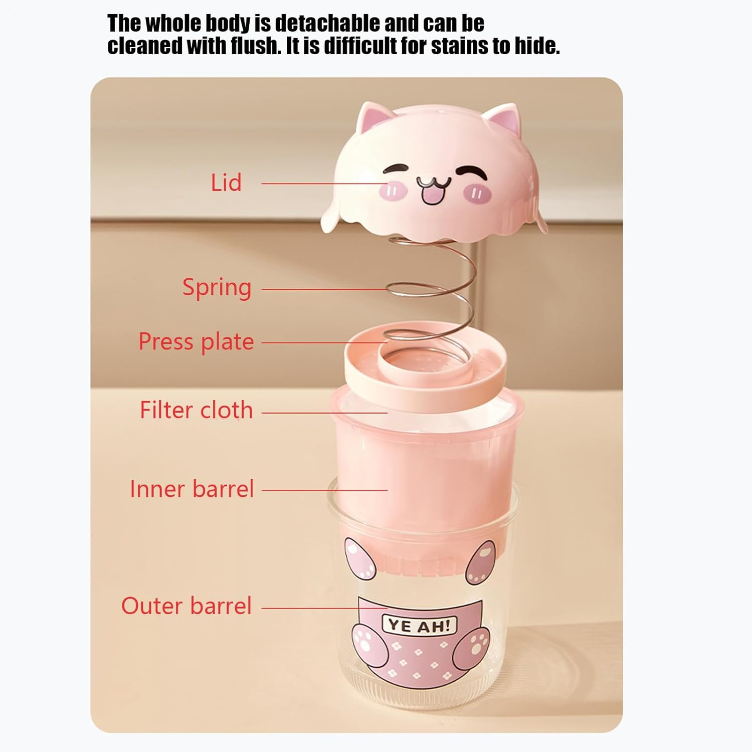 Yogurt Maker Strainer | Reusable Yogurt Filter with Cat Shape - Dustproof Safe Food Sieve Sifter for Coffee Milk Juicing Cooking Baking Tea Kitchen image number 3