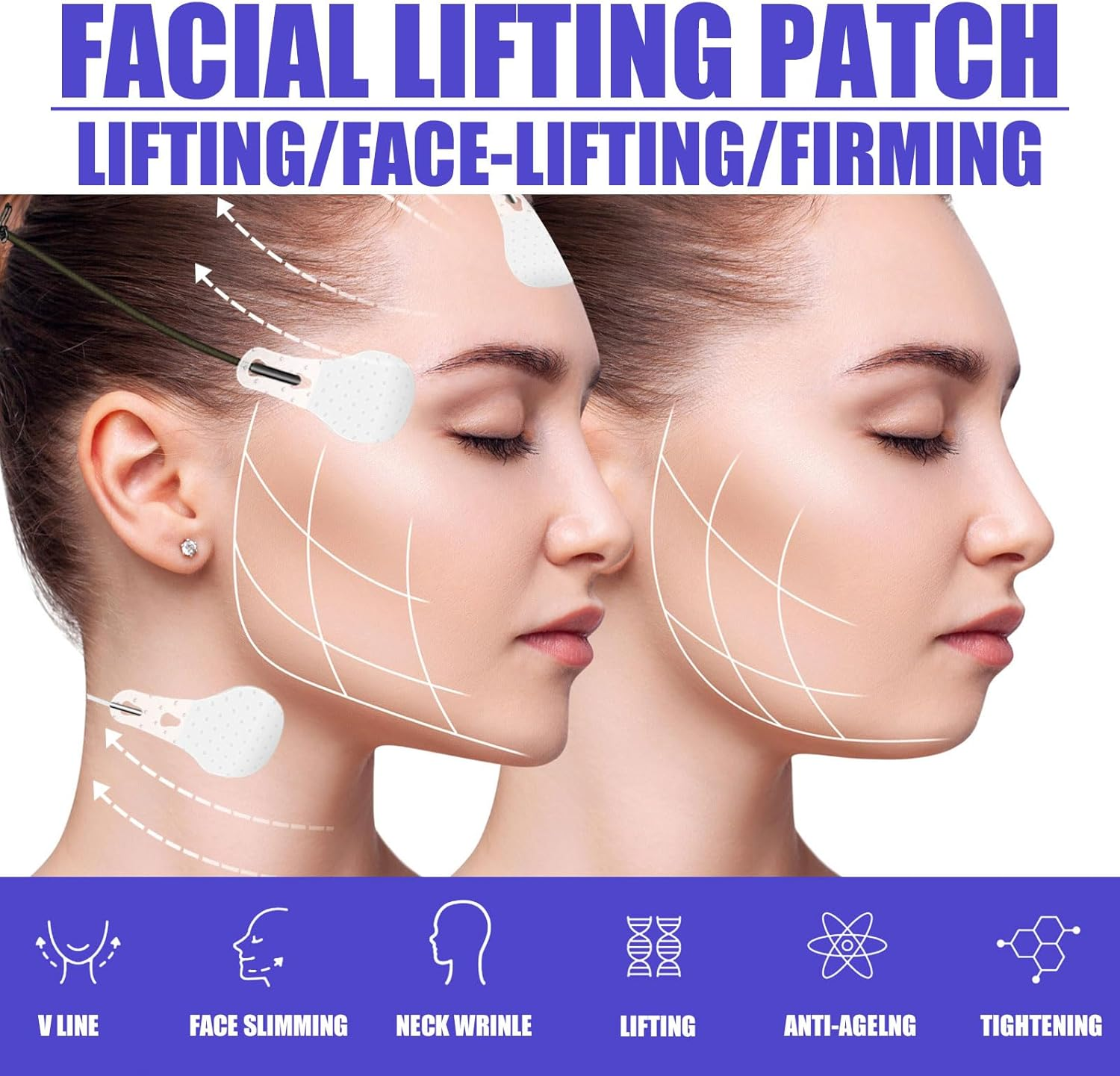 RIBHNXHI Face Lift Tape Invisible, 120Pcs Face Tape for Wrinkles and Sagging Skin, Instant Facelift Strings for Eyes Brows and Neck, Reusable Cosmetic Makeup Tape, Invisible Lifting Tape for Women (White) image number 4