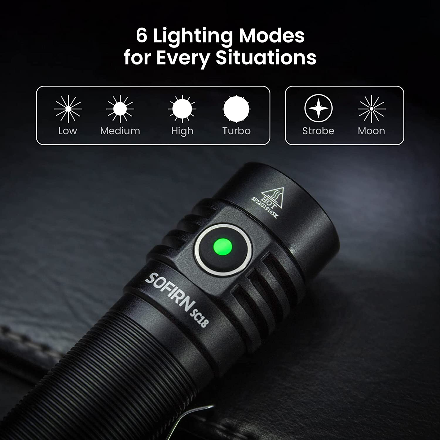 Sofirn SC18 Led Torch Rechargeable 1800 Lumens, Pocket EDC Flashlight with Super Bright LED, IPX8 Water Resistance Handheld Torch, for Camping Hiking Emergency image number 4