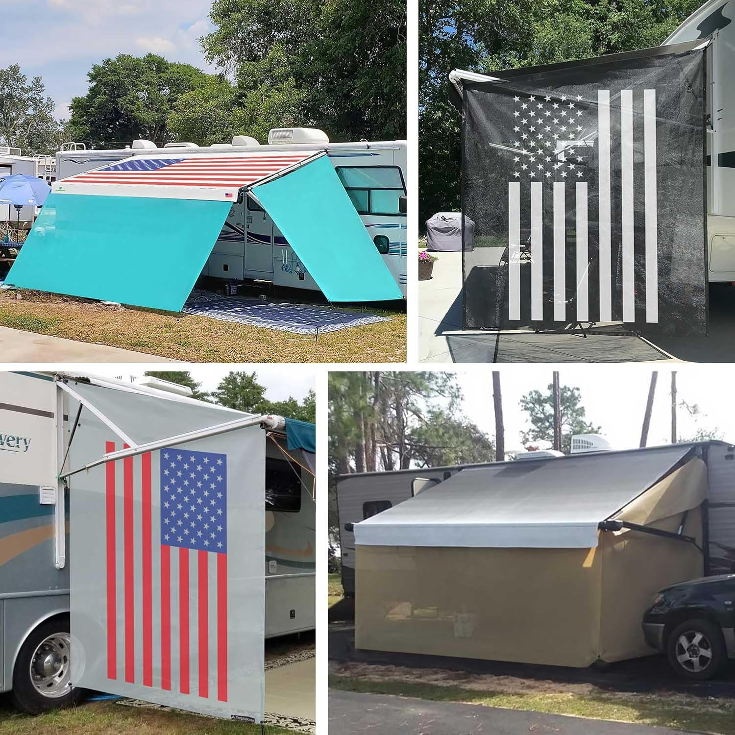 Tentproinc RV Awning Side Sun Shade Net 9'&times;7' Black Complet image number 6