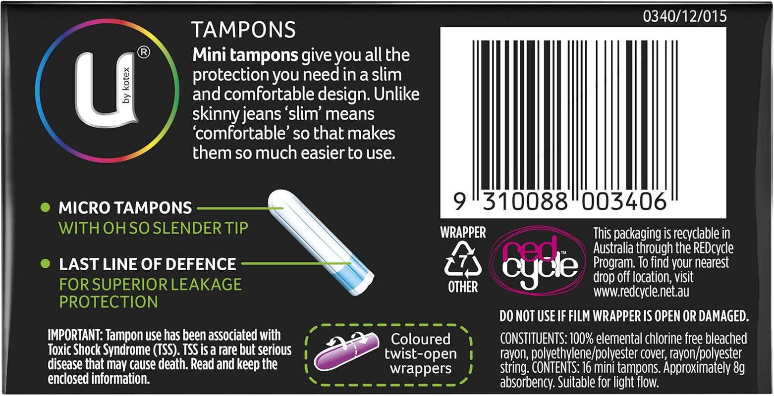 U by Kotex Tampons, Mini 16 Pack image number 5