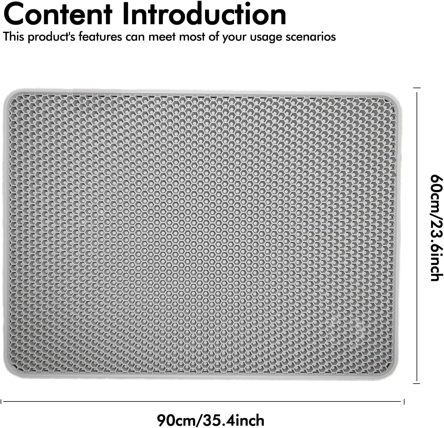 WIYETY Cat Litter Tray Mat 90 X 60 Cm Double Layer Cat Litter Mat Large Cat Litter Tray Mat with Waterproof and Non-Slip Honeycomb Design Cat Litter Mat EVA Material image number 5