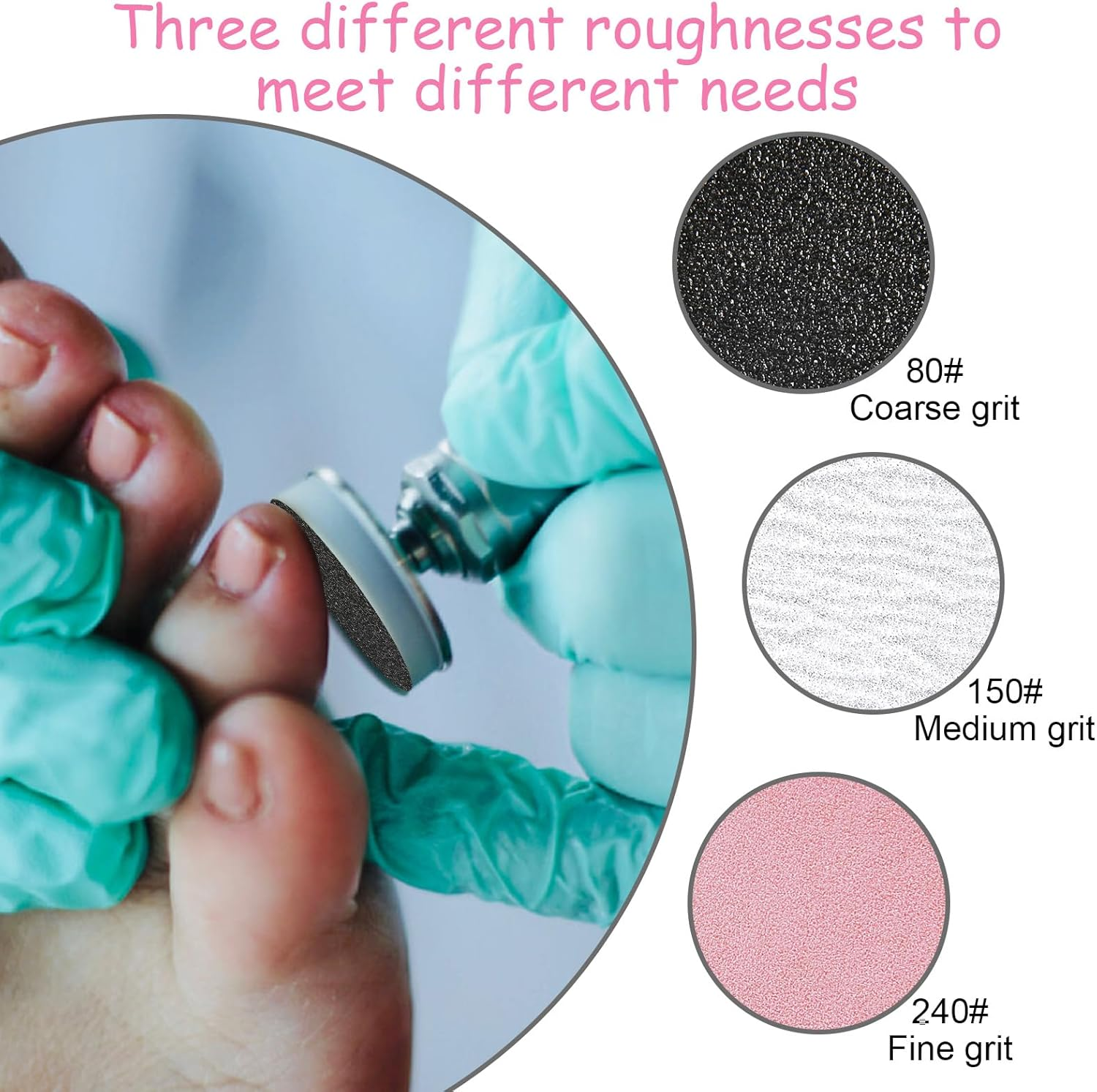 Apausvcm Pack of 60 Sanding Discs Pedicure, 25 Mm Feet Grind Sandpaper, Replacement Sandpaper Disc Tool, 80/150/240 Grit Feet Grind Sandpaper, Replacement Sandpaper Foot Nail Cutter Attachments