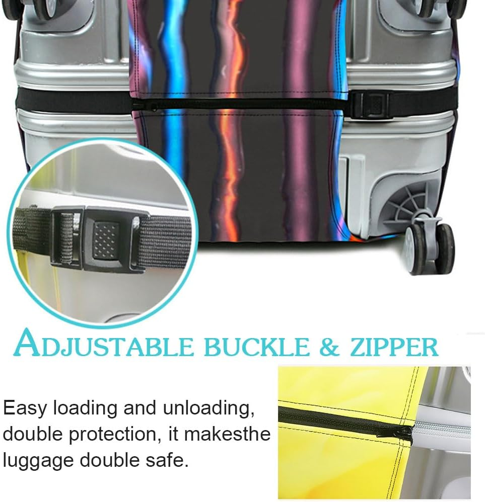 Morbuy 3D Collage Washable Suitcase Protector Anti-Scratch Elastic Spandex Suitcase Cover Fits 18-32 Inch Trolley Luggage Travel Accessories with Luggage Tags (M(22"-24"),Painting) image number 1