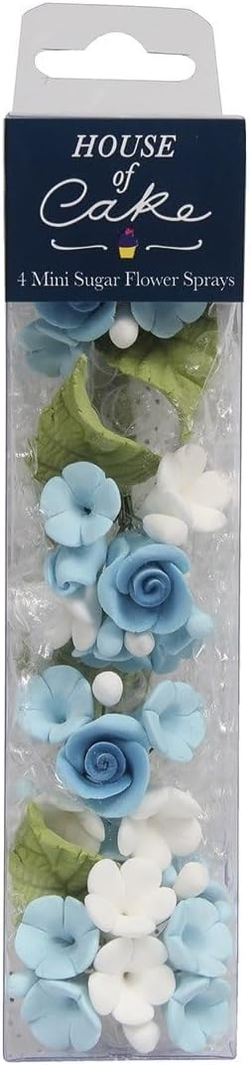Mini Rose Spray, Blue Floral Cake Decoration with Flowers and Leaves, Single image number 2