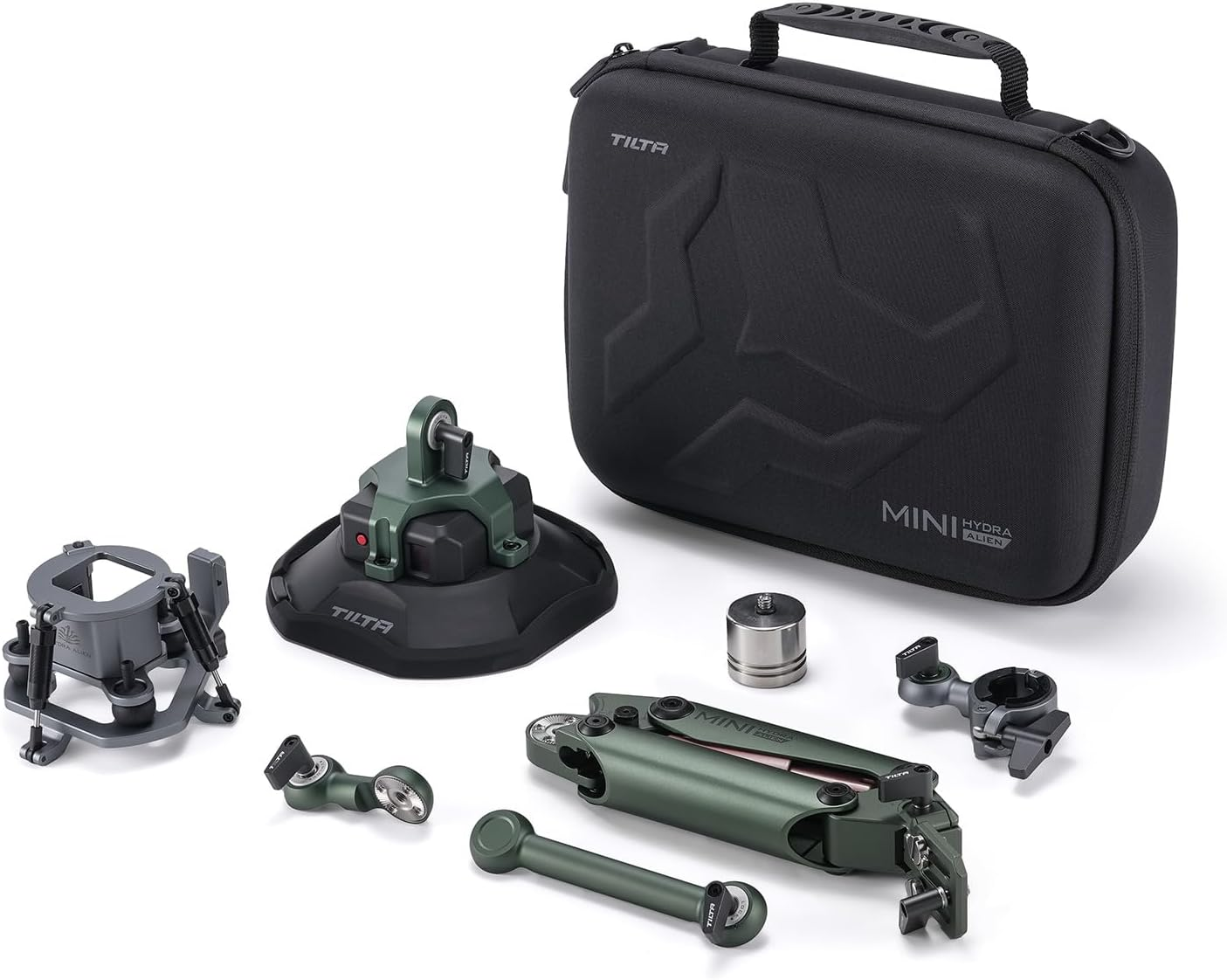 TILTA Hydra Alien Mini Master Kit, Shock Absorbing Arm with Rosette Mounting Electronic Suction Cup, Pocket 3 Shock Absorbing Head - Forest Green HDA-T15-E-FG