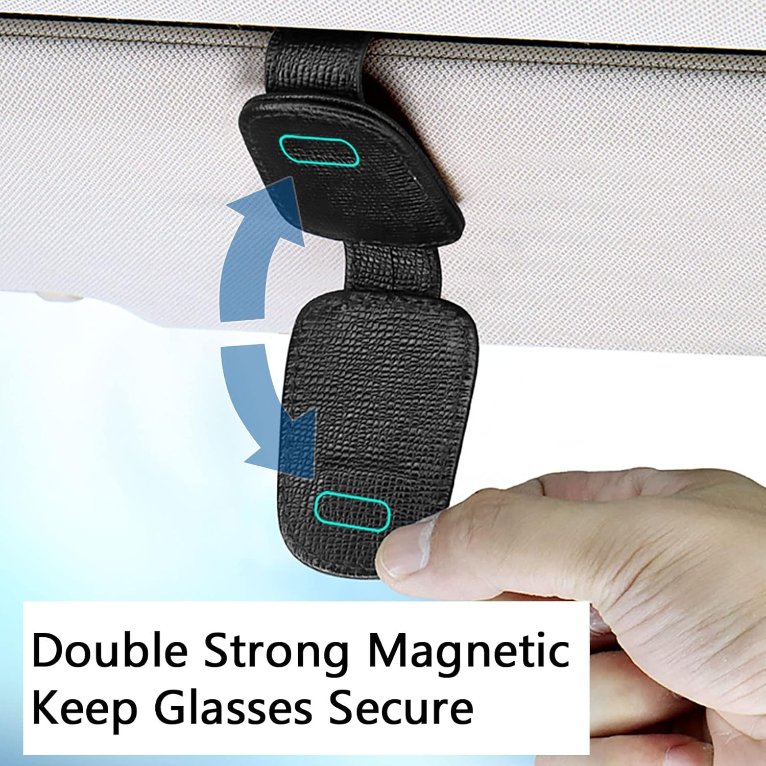 2 Packs Sunglasses Holder for Car Visor, Genuine Leather Car Sunglass Holder, Glasses Clip for Cars,Auto Interior Accessories Universal for SUV Pickup Truck image number 6