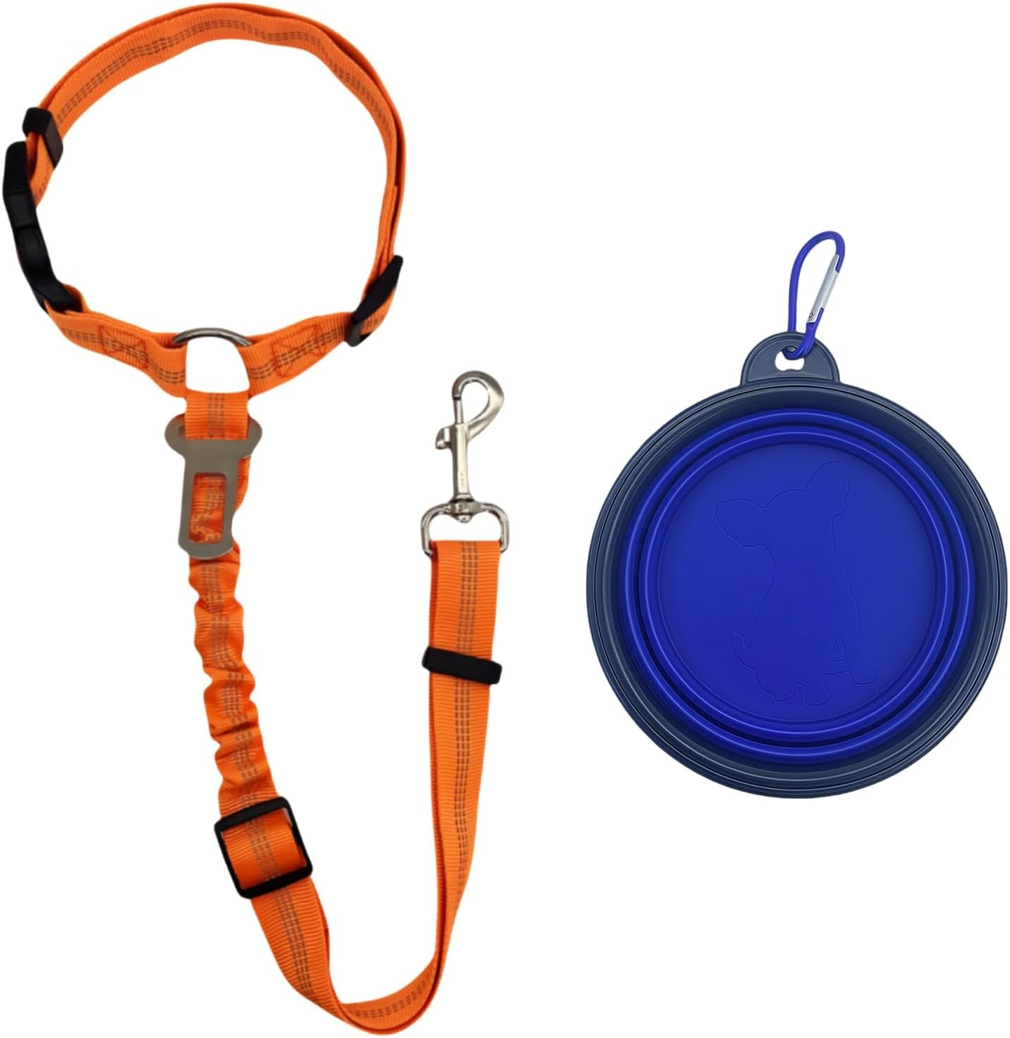 Castaic 2-In-1 Dog Seat Belt and Leash, 2 Pack Pet Safe Guard Car Seat Belt, Adjustable Seatbelt Headrest with Nylon Fabric Reflective Stripe (Black)