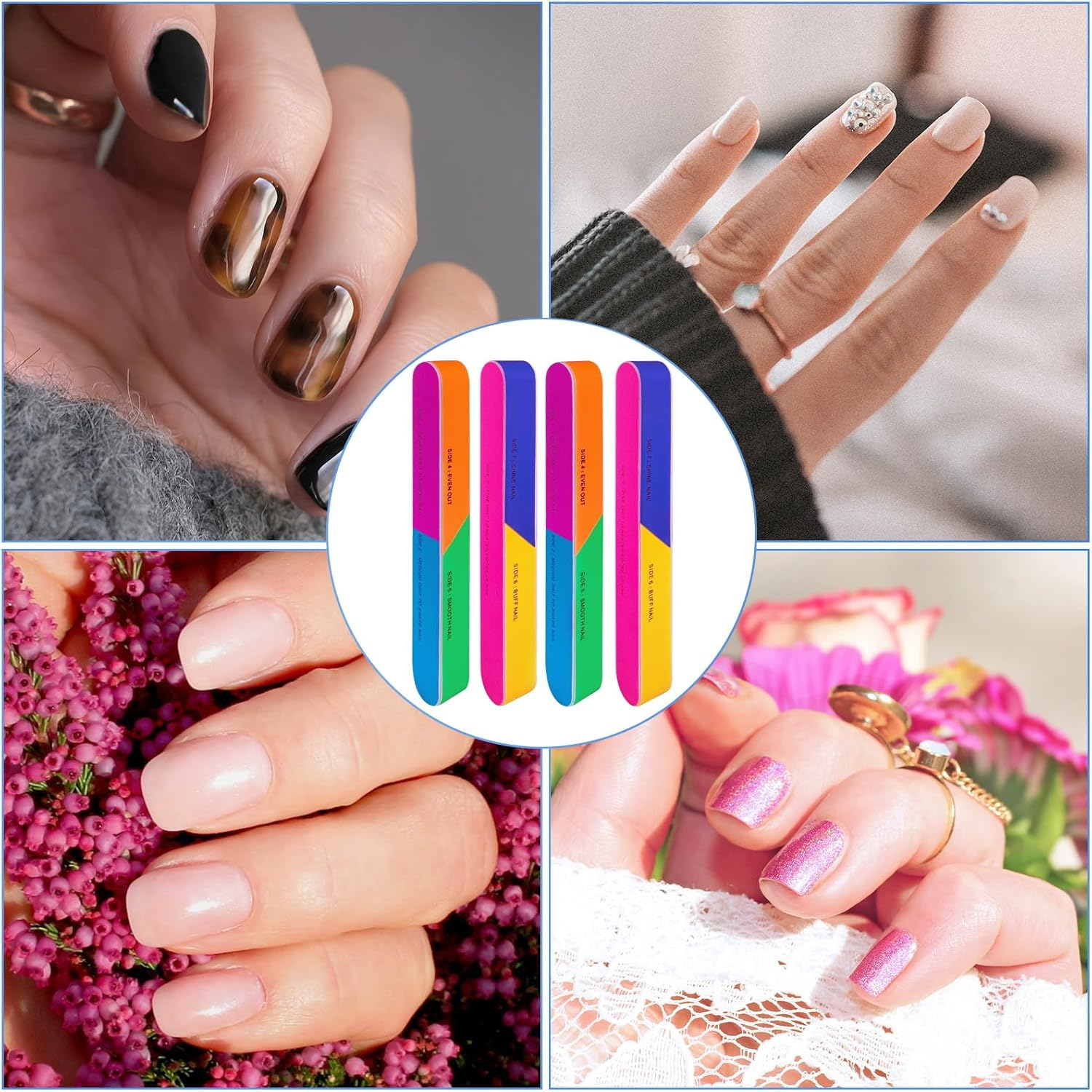 7 Way Nail Buffer (4 Pcs), Upgraded Buffing Block Seven Steps Polisher Fingernail Files Buffer 120/240/600/3000/6000 Grit for Shinning Nails image number 2