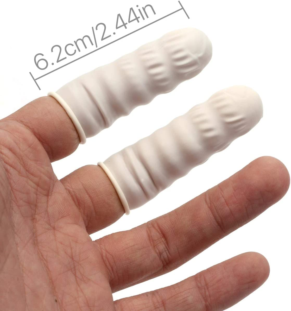 VANANA 100 Pcs Latex Rubber Finger Cap Cot Fingercot Protector Powder Free image number 6