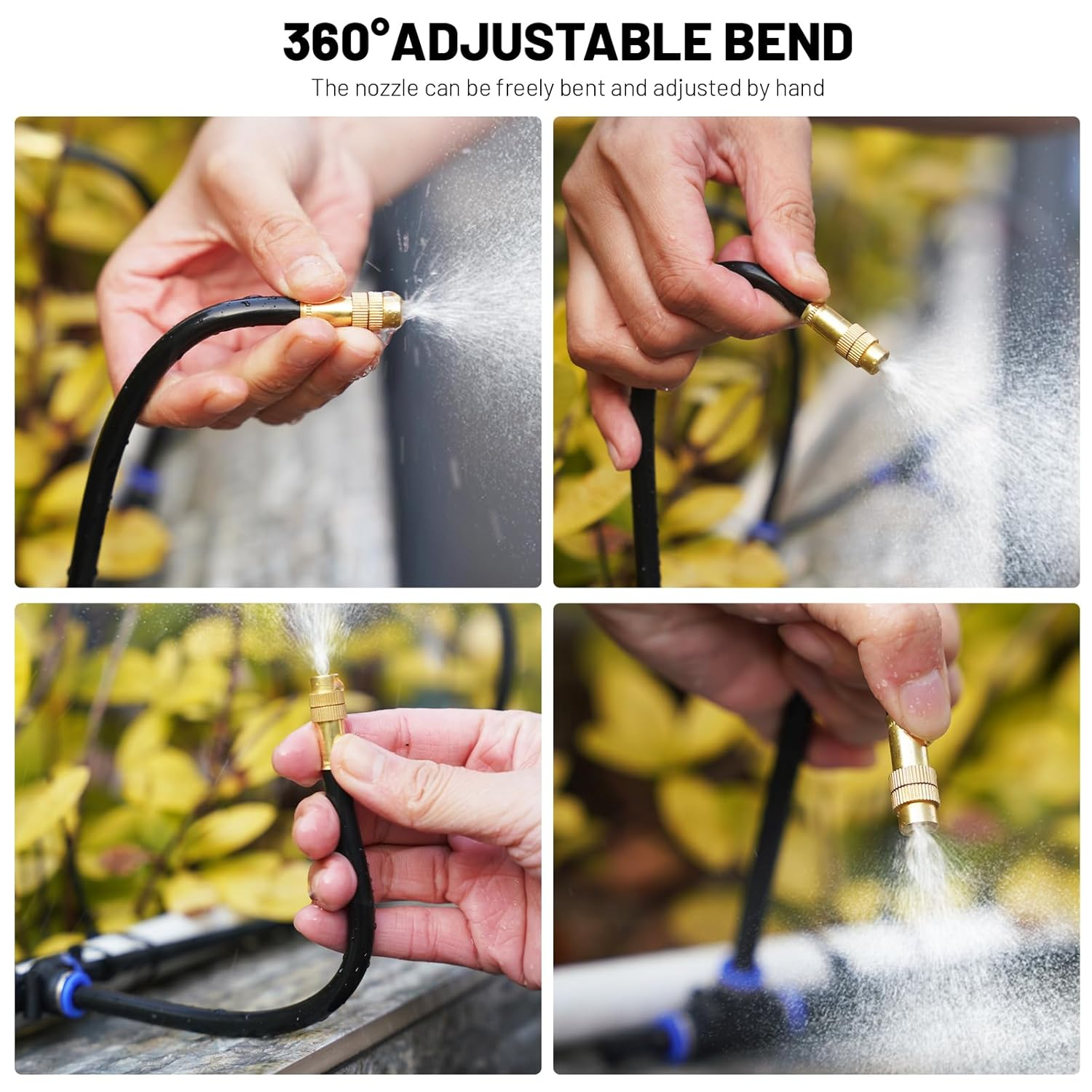 360&deg; Adjustable Drip Irrigation System - 50FT Garden Watering System with 16 Nozzles, Garden Irrigation System, Greenhouse Accessories, Atomizing System for Yard, Lawn, Plants, 5/16 Inch Hose image number 5