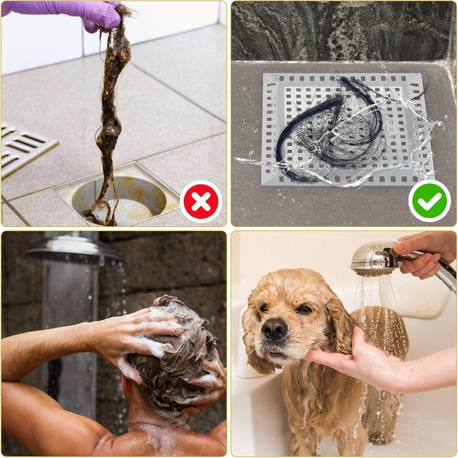 2 Pack Shower Drain Strainer Hair Catcher 4.8Inch Stainless Metal Silicone Strainer Filter Cover Protector Bathtub Stopper for Bathroom Kitchen Floor Drain (White) image number 6