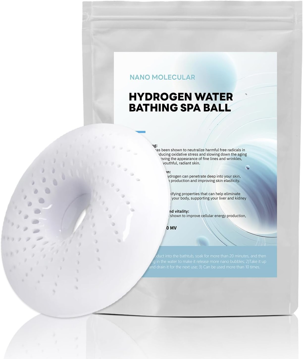 Unosuich Hydrogen Bath Bombs Nano Bubble Shower Spa Bathtub Natural Pure Hydrogen Bath Ball for Deep Cleaning While Enjoying a Healthy Spa&hellip; B0D9Gg4F4S(White)