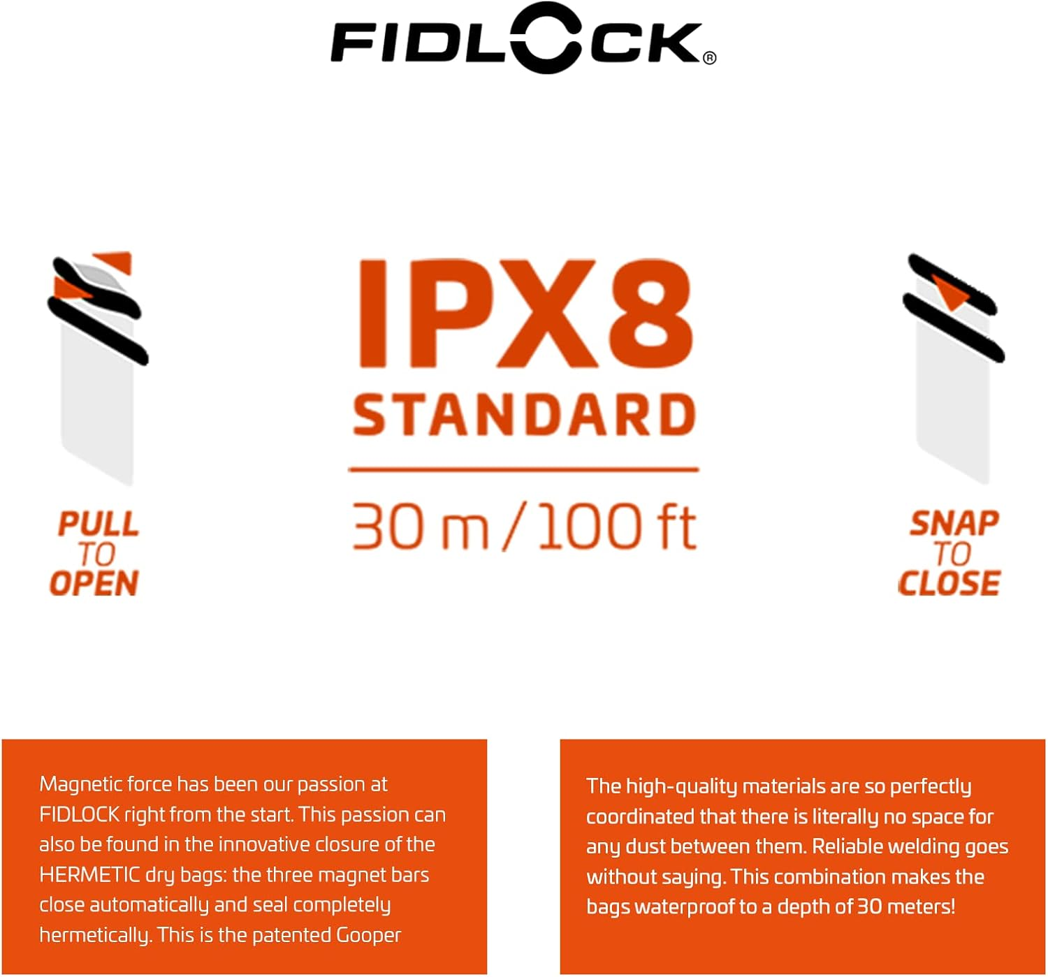 FIDLOCK Hermetic Sling Phone Dry Bag - Waterproof Pouch for Cellphone with Magnetic Self-Sealing Closure - Full Touch Functionality through the Case, Transparent Blue - Black image number 7