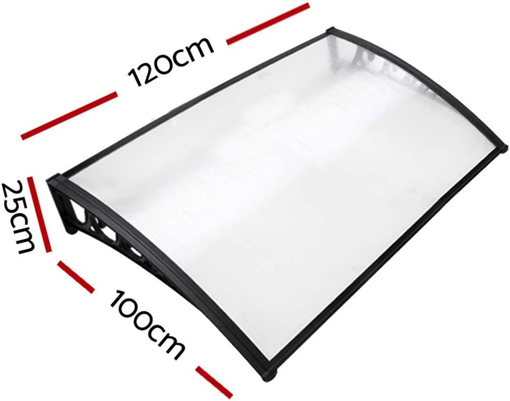 Instahut Window Awning Brown PC Panel with Black Bracket Outdoor Door Canopy Sun Shade Shelter, Patio Terrace Garden Baconly Porch Shield Rain Snow Eaves Cover Protector, 1Mx1.2M DIY image number 4