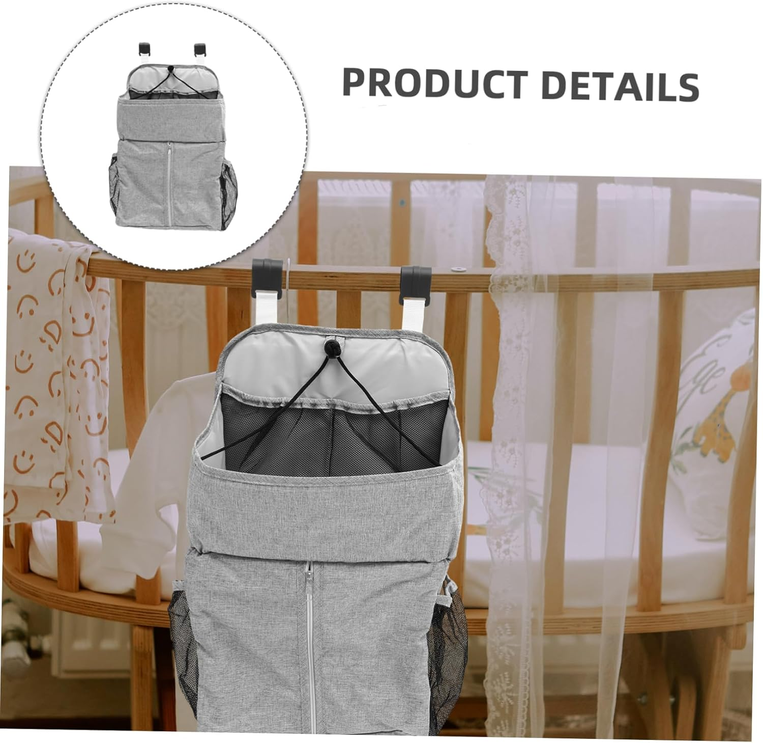Cradle Hanging Bag Diaper Storage Organizer Multi-Use for Bed and Stroller image number 4