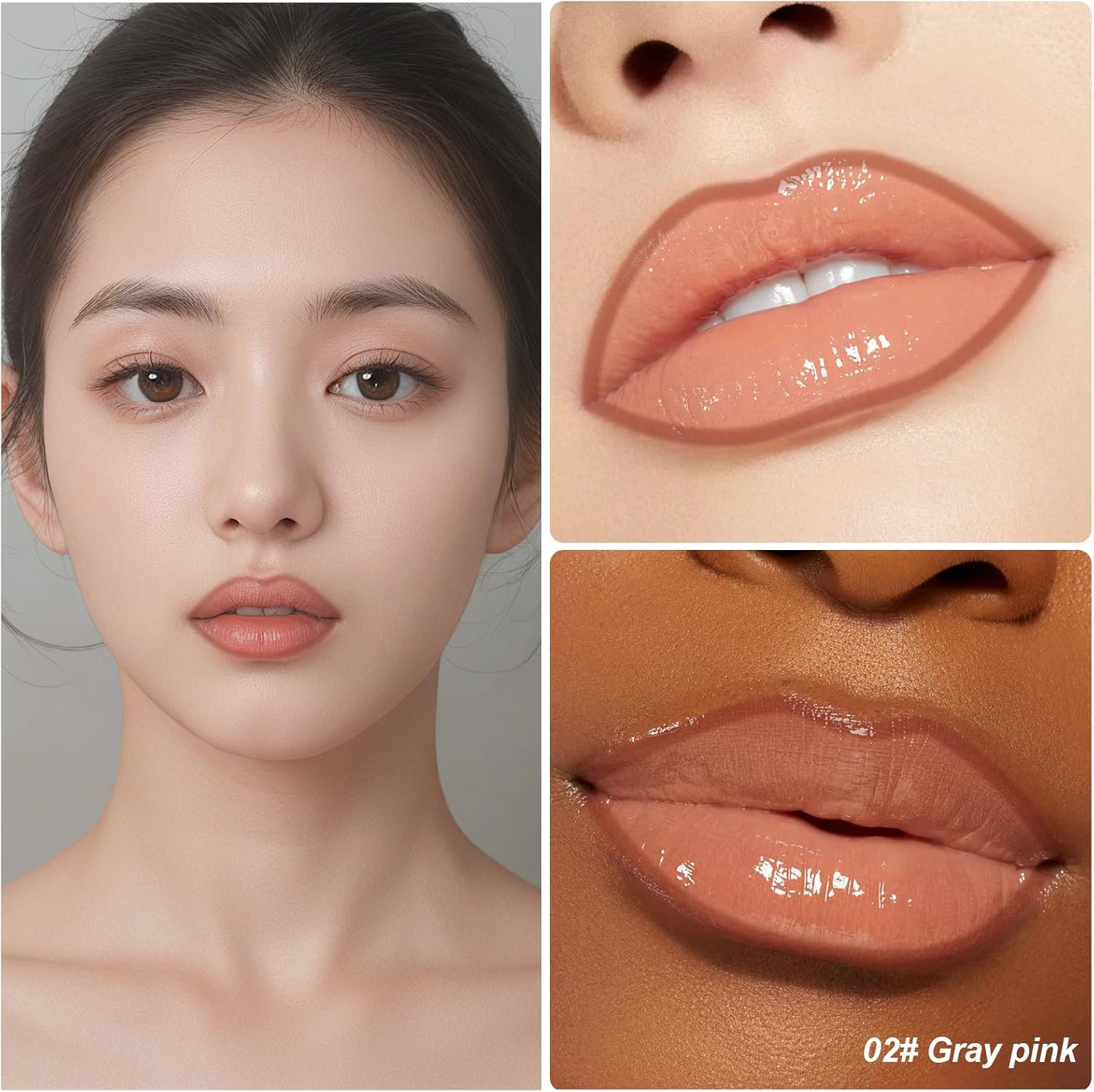 KISSIO Lip Liner Stain,Peel off Lip Liner and Lip Care Oil,Transfer Proof,Long Lasting and Waterproof Lip Tint,Matte Finsh,Lip Combo,02 Gray Pink image number 6