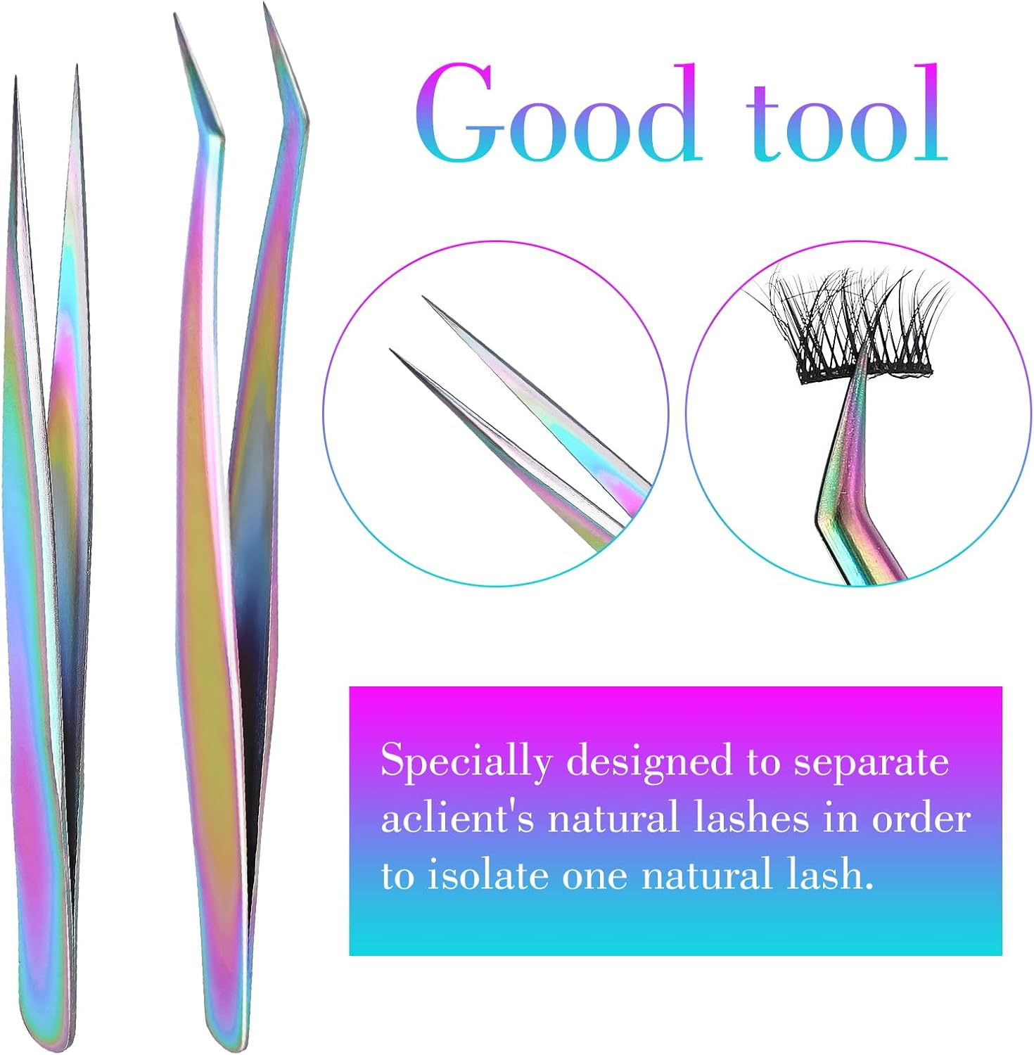 Teaaha 2 PCS Jewelry Tweezers Styles Stainless Curved Rainbow Tweezer Craft Professional Precision Tweezers for Eyelash Extension DIY Craft Jewelry Making Sticker Picking image number 3