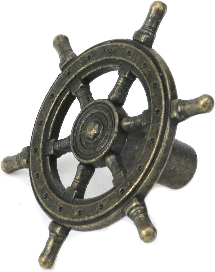 UTALIND 10 Pcs Antique Bronze Nautical Ship Rudder Wheel Pull Knobs Decorative Single Hole Cabinet Hardware Drawer Pulls Furniture Knobs for Drawer Cupboard Dresser Cabinet image number 1