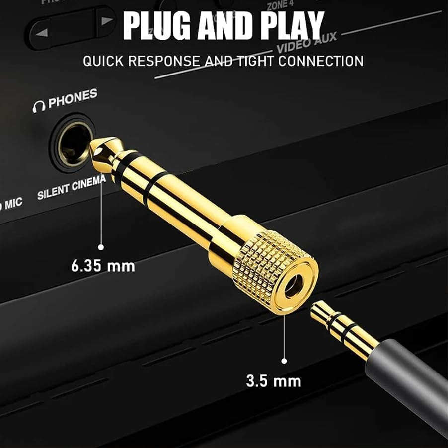 SAHENITEANA 4 Pcs 6.35 to 3.5 Headphone Adapter Jack / 3.5 to 6.35 Adapter,Audio Jack Adapter, Headphone Adapter for Aux Cable, Guitar Amplifier, Headphone, Guitar, Digital Piano Amp image number 2