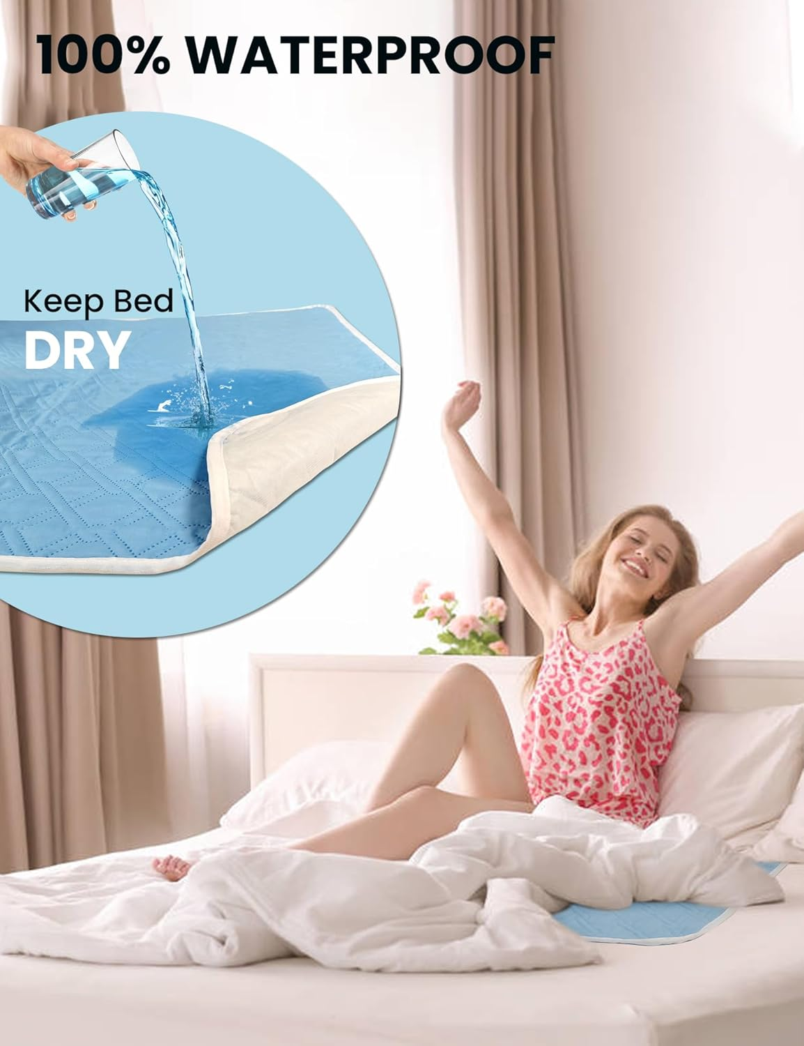 ROTOPATA Incontinence Bed Pads Washable Waterproof, Large Reusable Pee Chucks Sheets, Mattress Pads Underpads Protector for Adults, Elderly, Kids, Baby and Pets Potty Training (4Pcs, 86 Cm X 131 Cm) image number 6