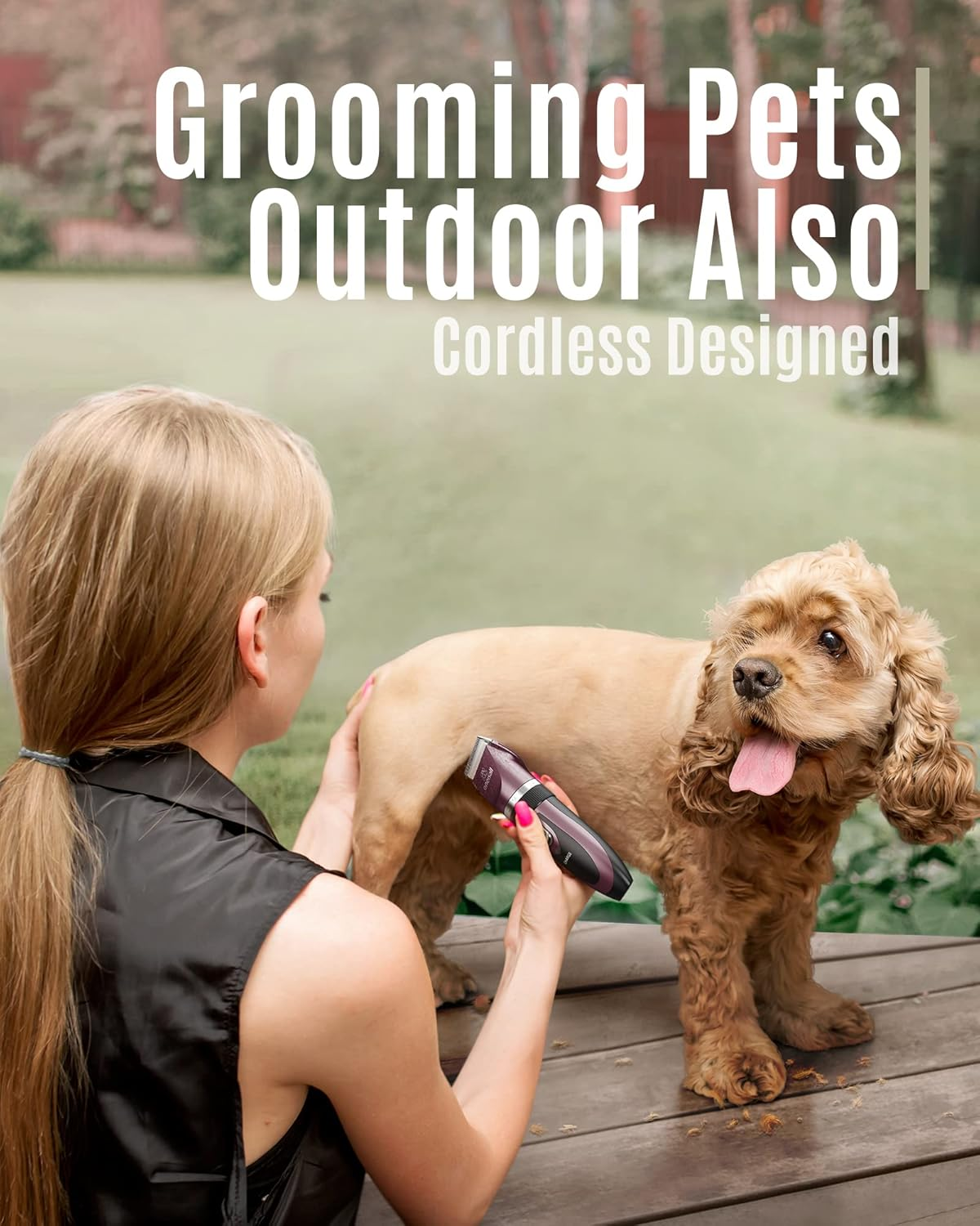 Oneisall Quiet Professional Dog and Cat Clippers - Electric Pet Hair Trimmer, Cordless (Pink) image number 1