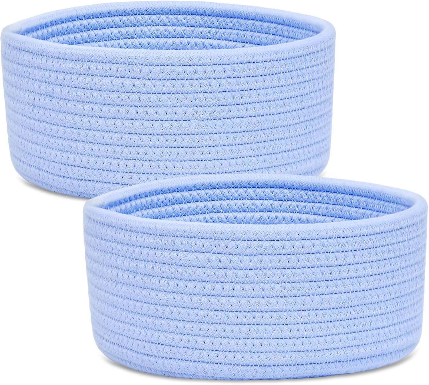 Abenkle 2 Pack Small Baskets, Cotton Rope Woven Basket, Cute Mini Tiny Storage Baskets, Decorative Boho Basket for Nursery Living Room Bedroom Montessori Shelf, Empty Gift Basket - White