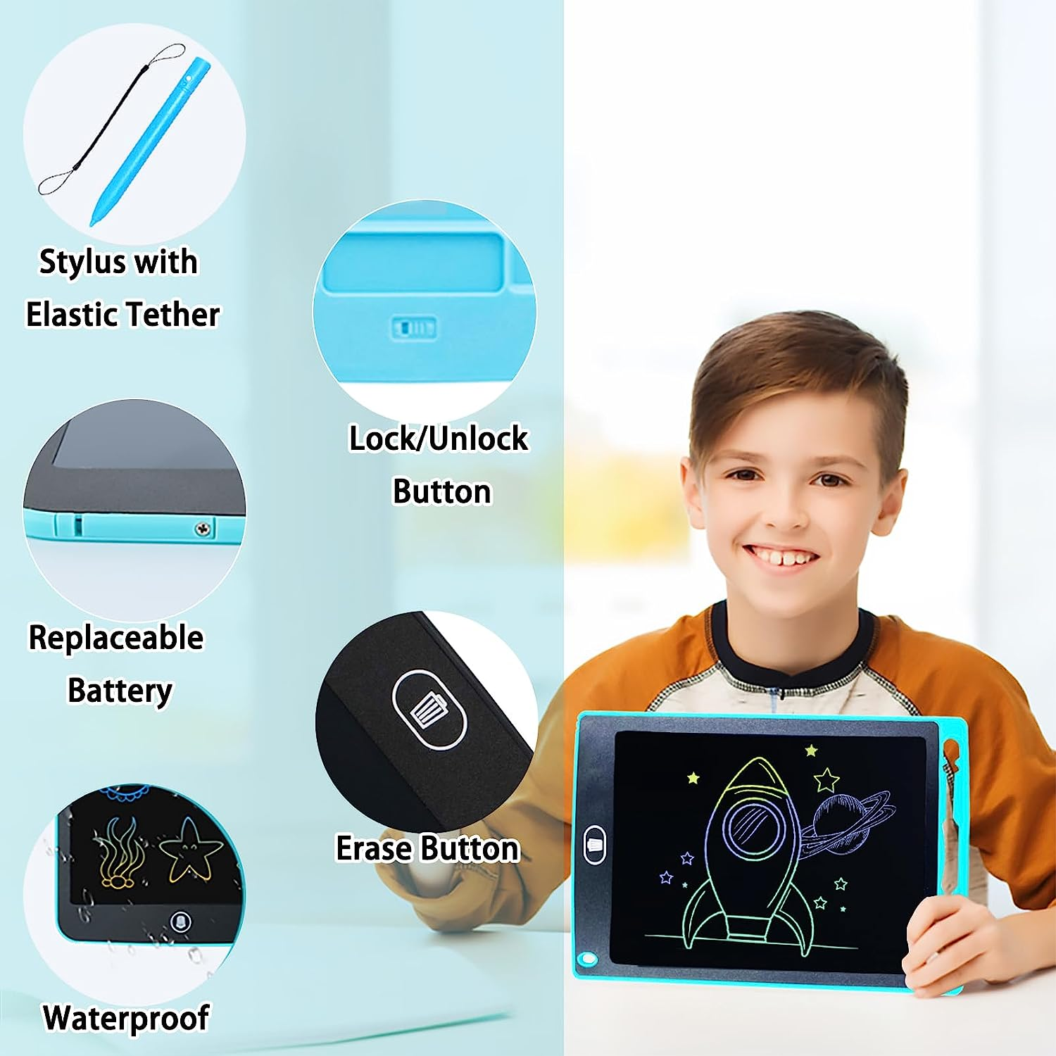 2 Pack LCD Writing Tablet for Girls Boys Toys, 8.5Inch Colorful Drawing Tablet Doodle Board for 3 4 5 6 7 8 Years Old Kids, Educational Learning Gifts, Blue+Pink image number 5