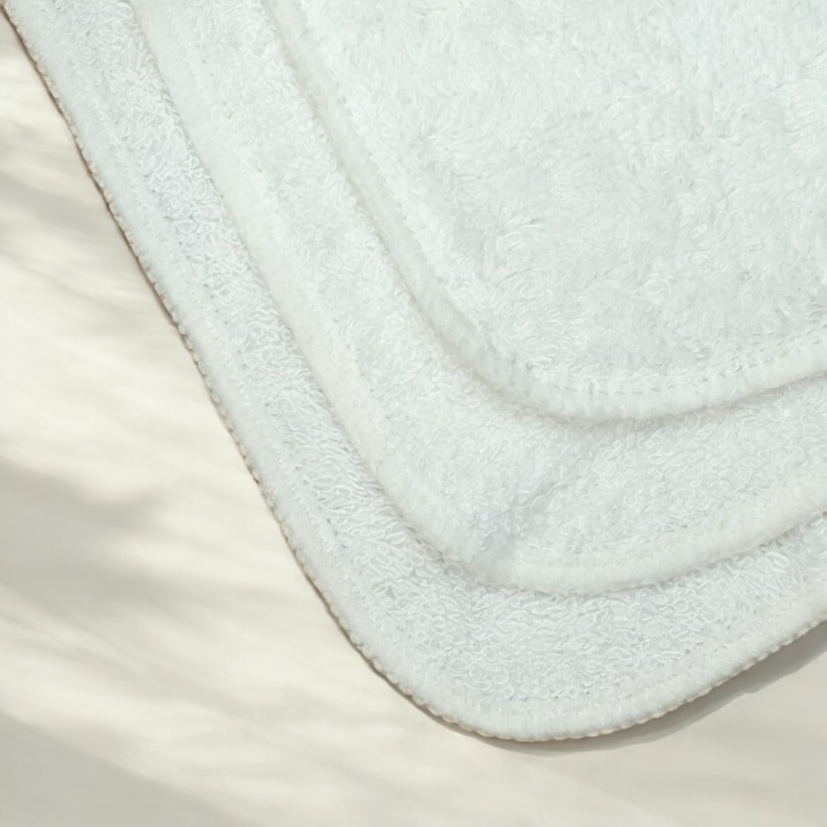 Muslinz 12PK Reusable Bamboo Cotton Terry Wipes 20X20 Cms Face Cloth Baby Wipes (White) - Off White image number 2