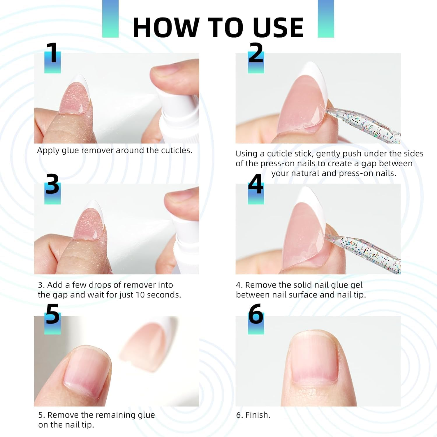 U-Shinein 60ML Nail Glue Remover Spray with Solid Nail Glue Gel for Press on Nails, Easy Remove Solid Nail Glue Gel on Fake Nail Tips, Not for Gel-Base Glue or Gel Nail Polish image number 4