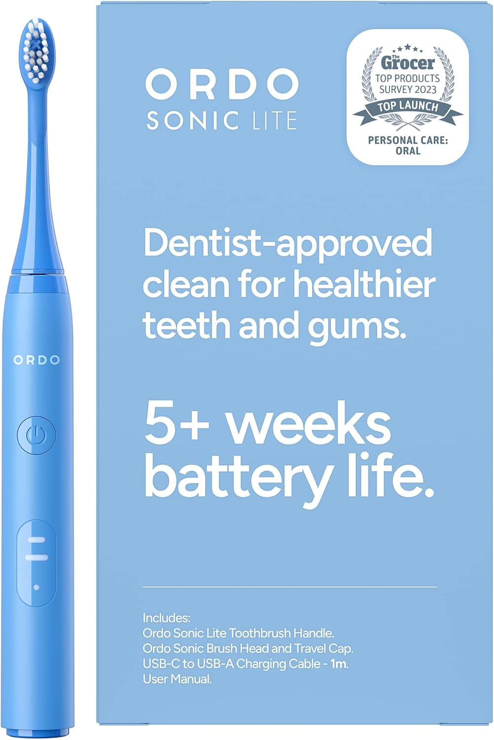 Ordo Sonic Lite | Sonic Toothbrush with 35,000 Pulses/Min | Electric Toothbrush for Adults | Dual Modes | 5+ Weeks Battery | Smart Timer | Waterproof | USB-C Stone - Petal image number 4