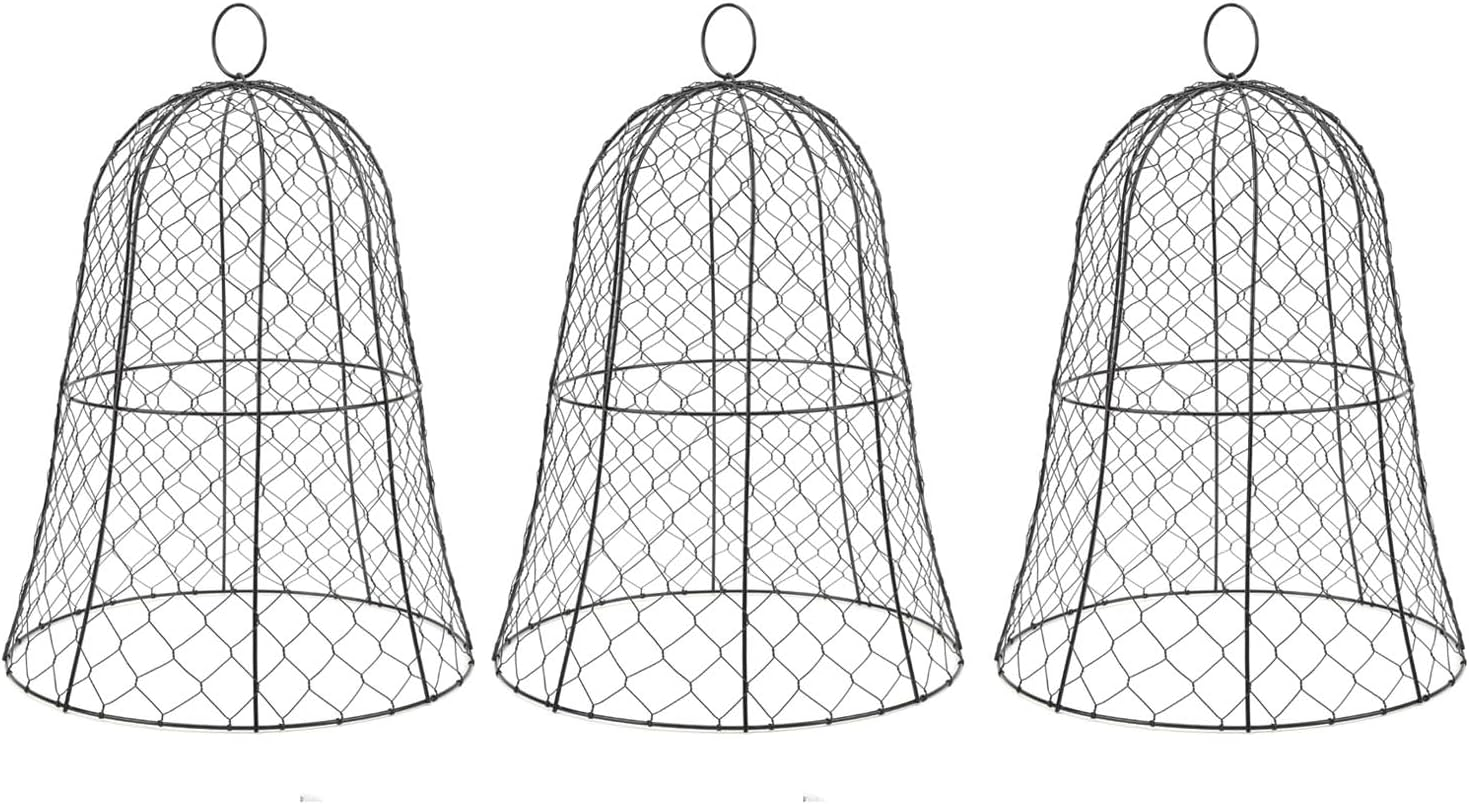 10 Packs Black Garden Chicken Wire Cloche Cover with Top Hook, Bell Shape Design, Iron Material for Effective Plant image number 2