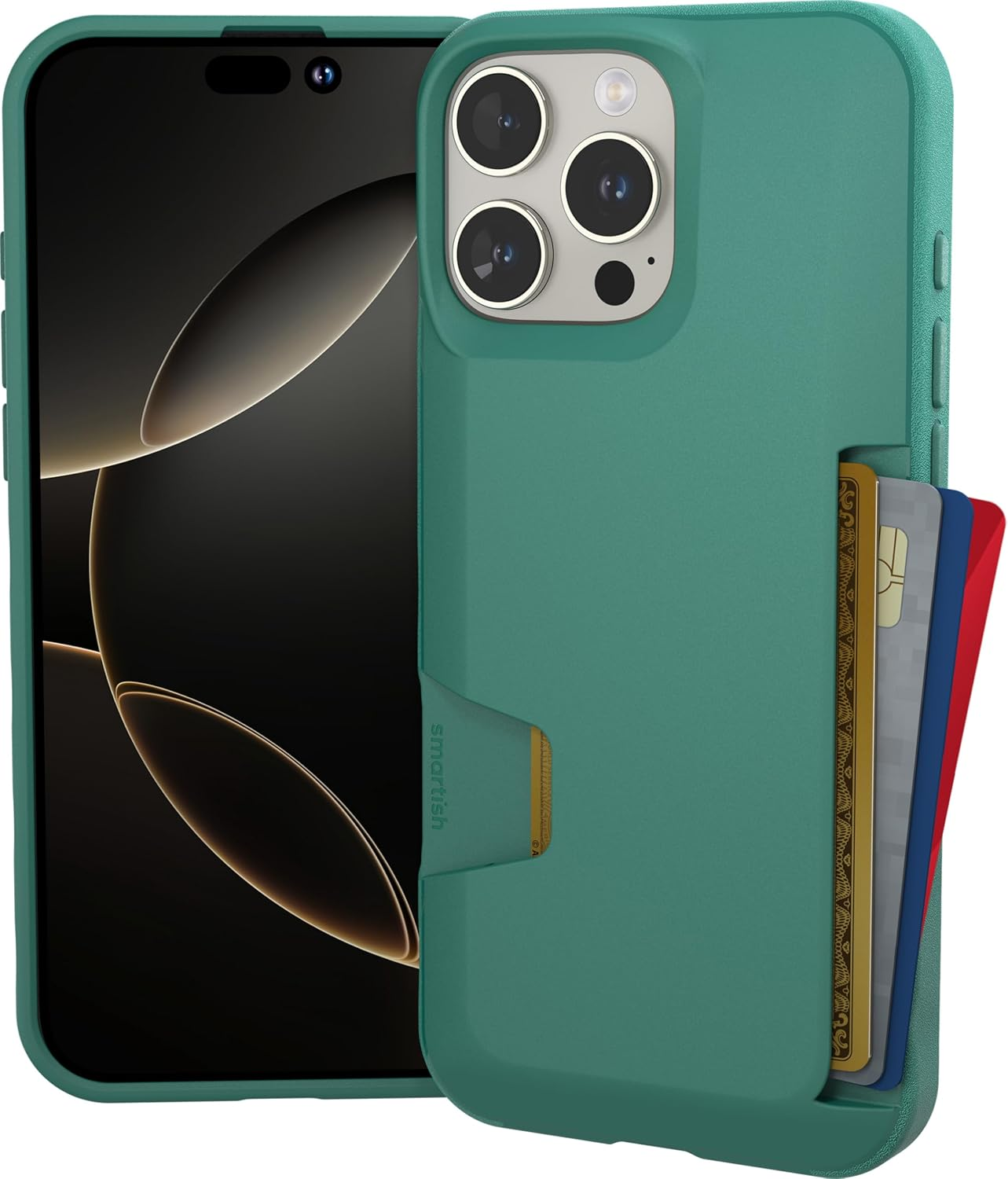 Smartish&reg; Iphone 16 Pro Wallet Case - Wallet Slayer Vol. 1 [Slim + Protective] Credit Card Holder - Drop Tested Hidden Flip Card Slot Cover Compatible with Apple Iphone 16 Pro - Black Tie Affair