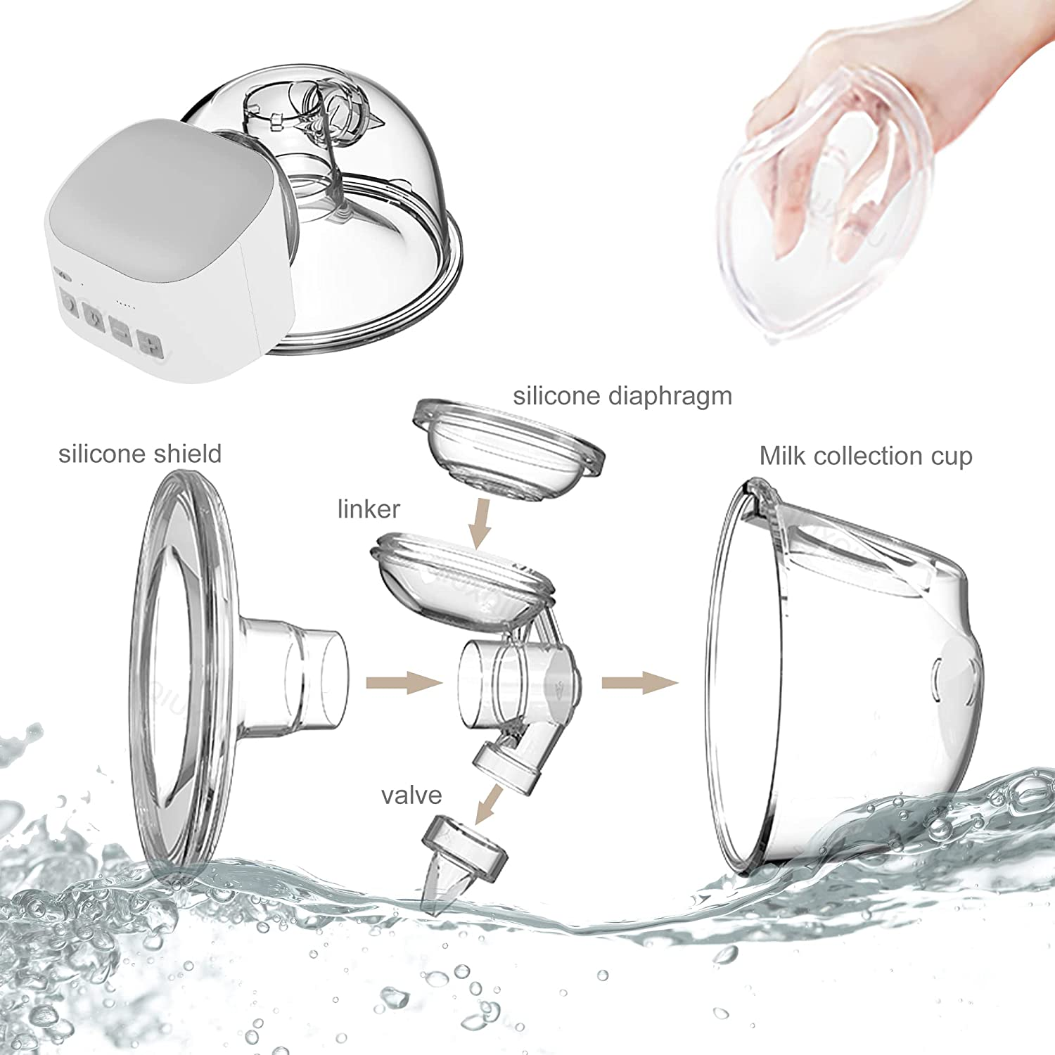 QIUXQIU Double Wearable Breast Pumps Electric Hands-Free Breast Milk Extractor Spill-Proof Ultra-Quiet Pain Free Breastpump with 2 Mode&5 Levels USB Rechargeable Battery Breast Milk Pump (Grayx2) image number 5