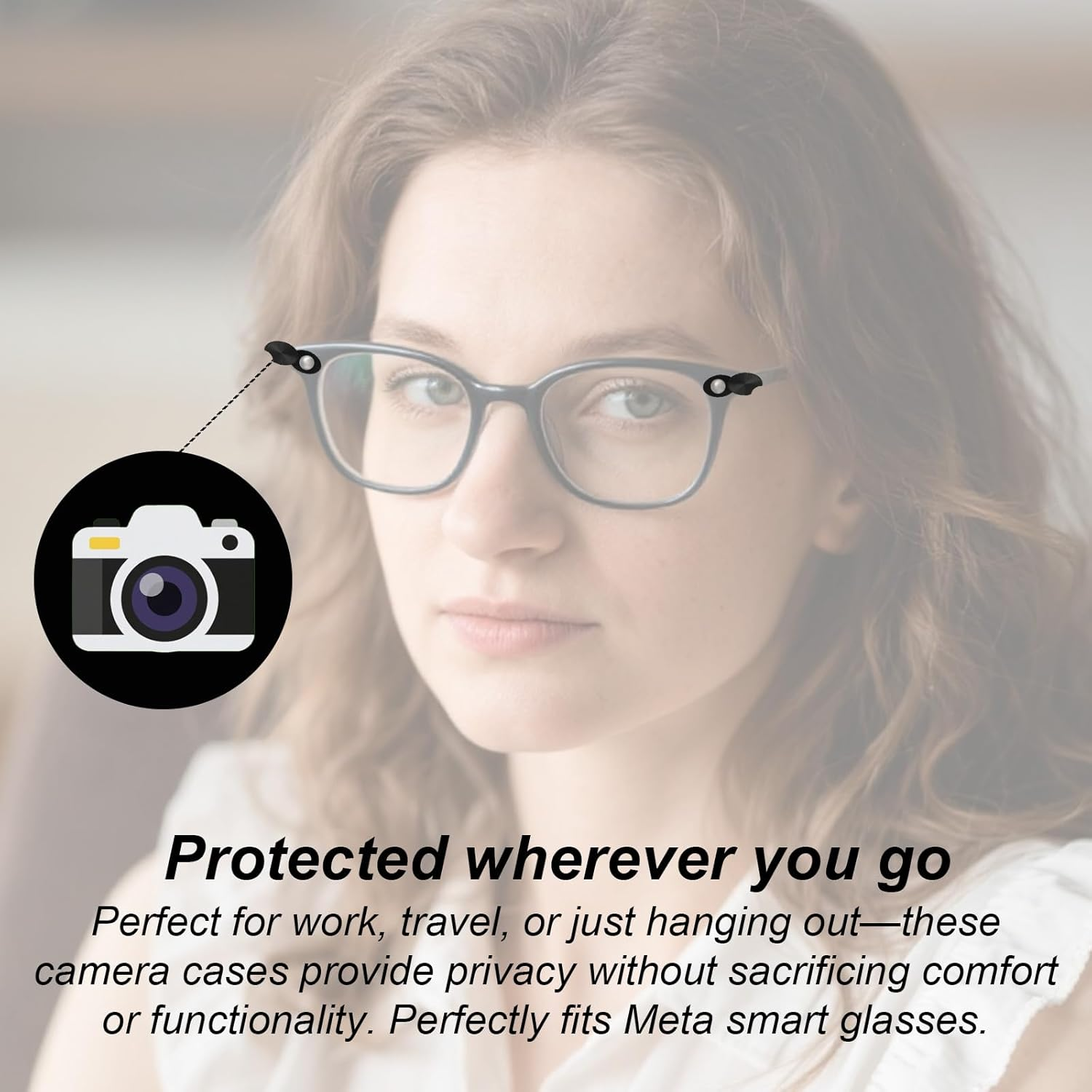 4Pcs Flip-To-Open LED Privacy Covers for Meta Smart Glasses, Reusable Lens Shield Compatible with Skyler Headliner (Black) image number 4