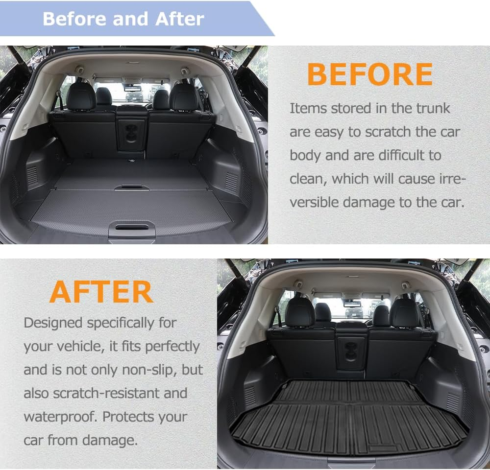 Cargo Liner Mat for Nis-San X-Trail Xtrail T32 2013-2022 Modal 3D Foldable Pattern All Weather Trunk Mat for Rear Cargo Liner Heavy Duty Boot Liner Luggage Tech Flexible Waterproof Durable image number 1