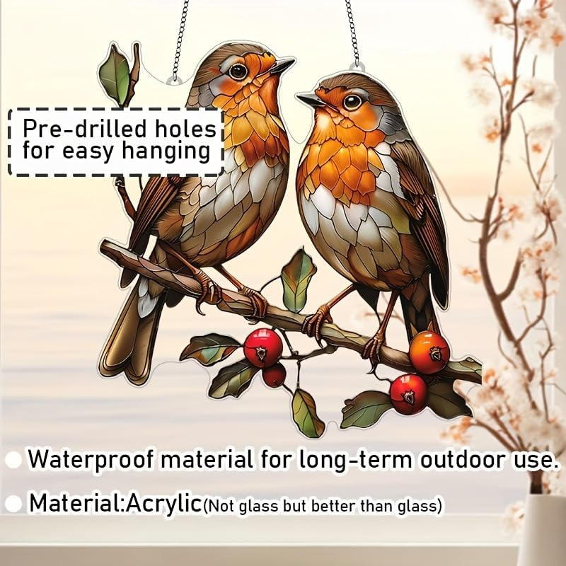 Amaezorx 1 Pack 20X20Cm Bird Suncatchers - Acrylic Stained Glass Window Decor with Hummingbird Design, Vibrant Garden/Patio/Home Decoration for Indoor & Outdoor Use image number 4
