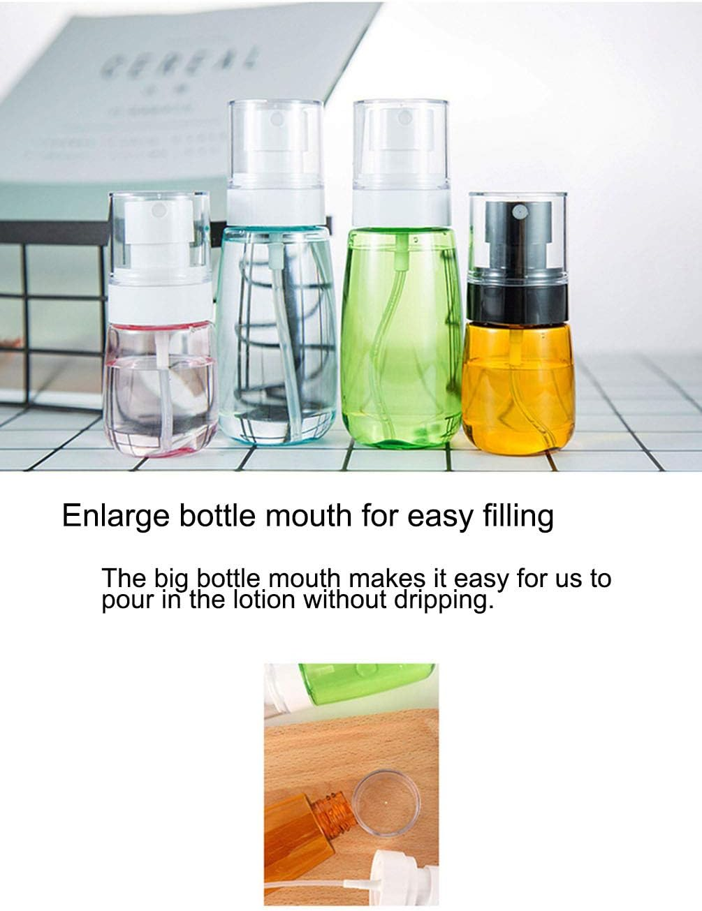 Lihaer Empty Atomiser Bottles Portable Small Spray Bottles Set with 5 Pieces Fine Mist Clear Squirter Liquid Containers for Home, Garden, Cleaning, Travel, Perfume Pink 2# 30Ml - Green 1 image number 5