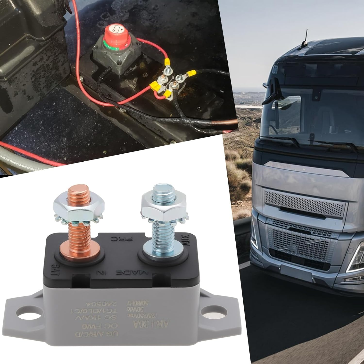 VGOL 2 Sets 30A Automatic Reset Circuit Breaker 6-48V Circuit Breaker Dual Battery Fuse with Cover Bolt for Car Marine Truck RV Buse Mower Motorbike Boat image number 5