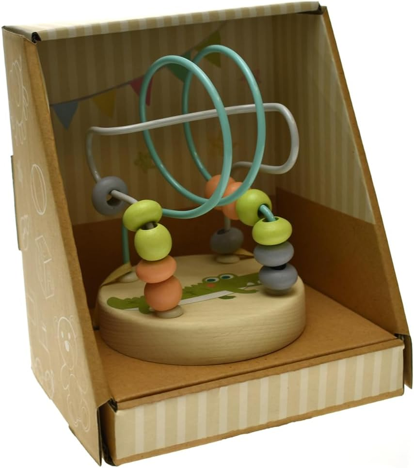 Kaper Kidz Wooden Crocodile Jungle Animal Small Roller Coaster Bead Maze - Hand-Eye Coordination Toy