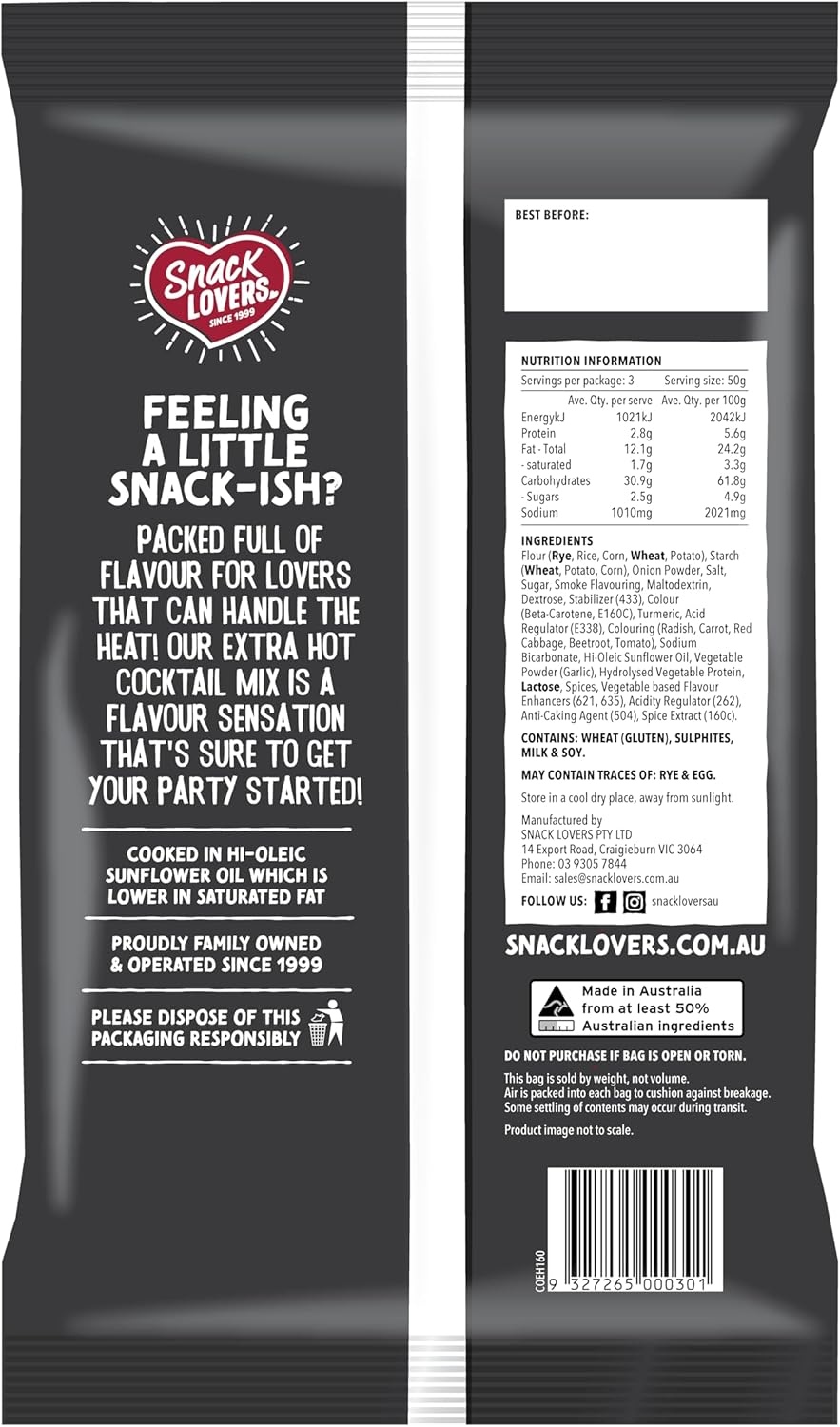 Snack Lovers Extra Hot and Spicy Cocktail Mix Savoury Snacks 150 G