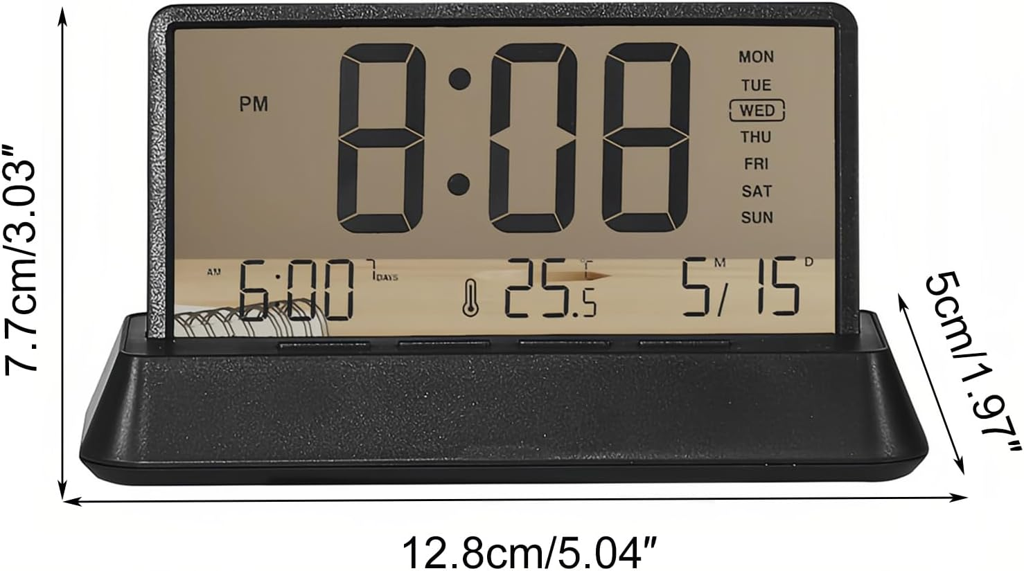 Lancoon LCD Digital Alarm Clock with 3 Alarms Transparent Temperature Date Week Display Snooze Desktop Simple Portable Easy to Use for Home Decor Bedroom Office Kids image number 1