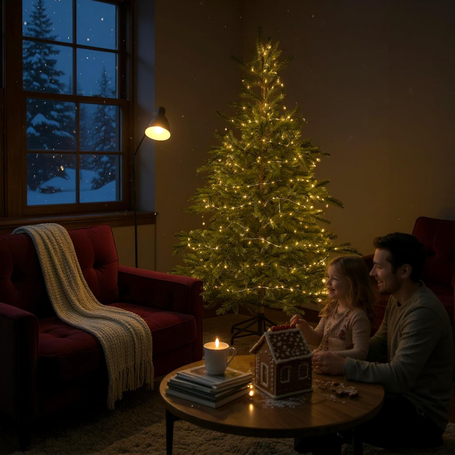 MIJOMA Micro LED Wire Fairy Lights, Warm White, 8 Functions with Twinkle Effect, Timer, Battery Operated, Silver Wire, IP44, for Indoor and Outdoor Use, Atmospheric Christmas Lighting (495 Cm - 100 image number 5