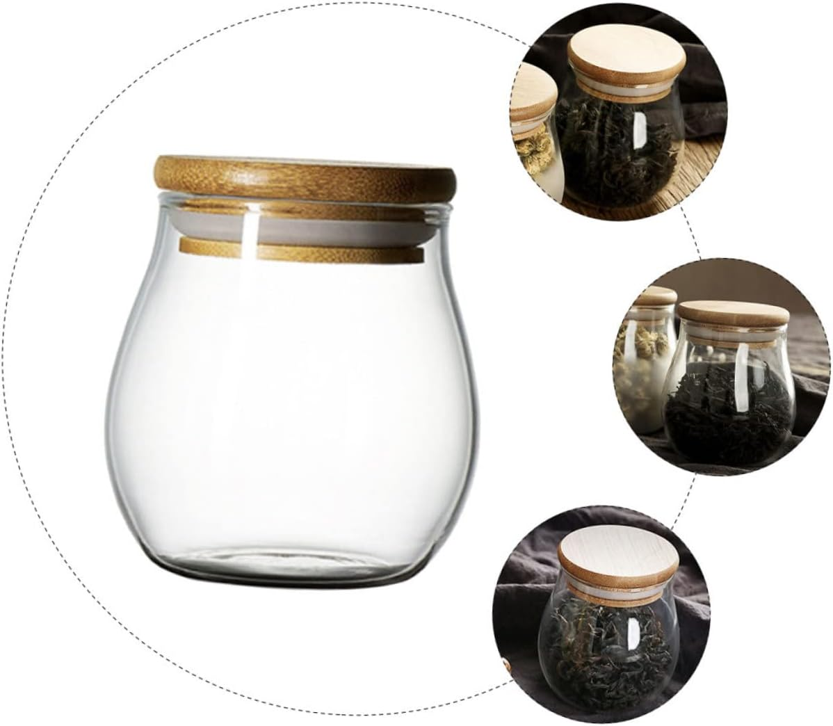 CIYODO Tea Canister Transparency Glass Tea Can Storage Jar for Home Loose Leaf Storage Food Container image number 5