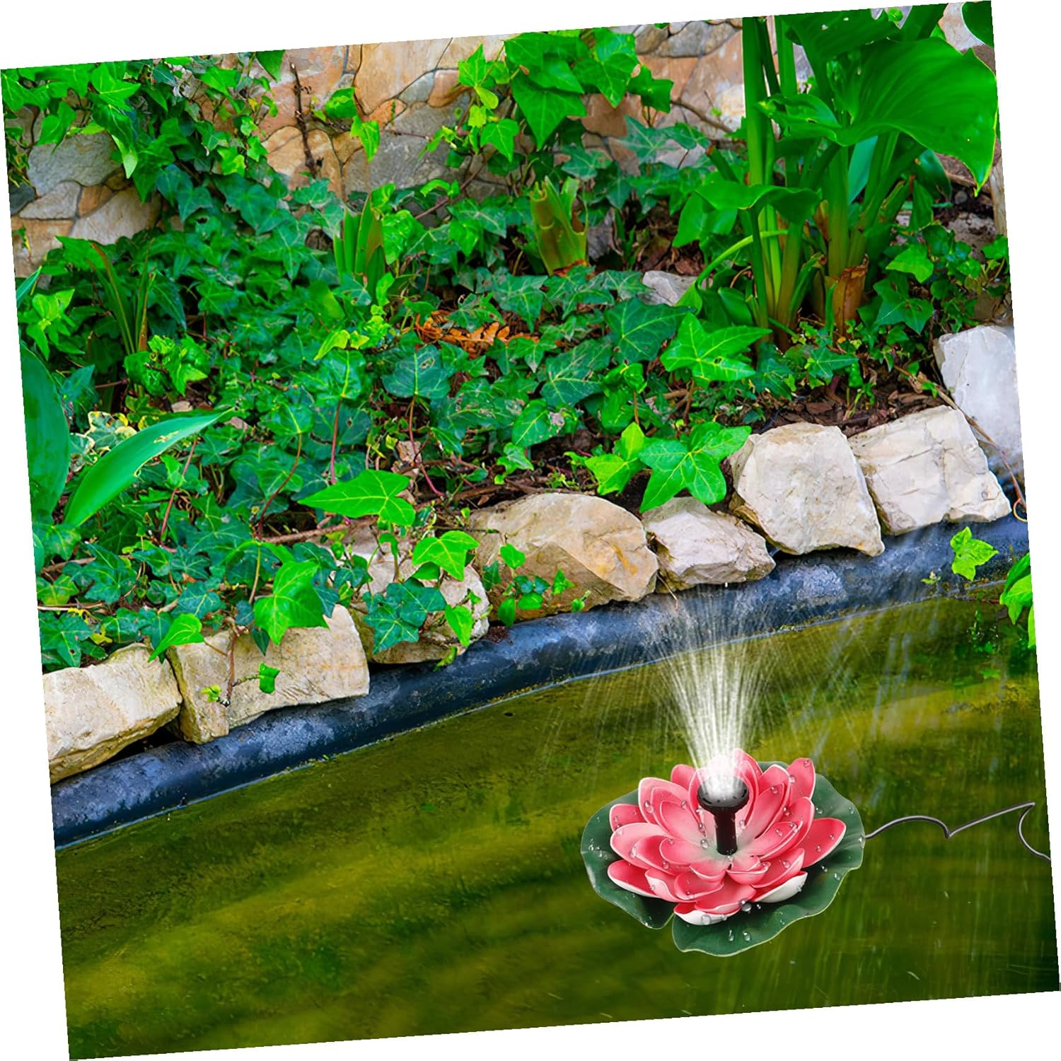TEHAUX Solar Powered Floating Lotus Fountain for Garden Decor Outdoor Water Feature with Energy-Saving Pump Automatic Operation for Pools and Landscape Water Gardens image number 3