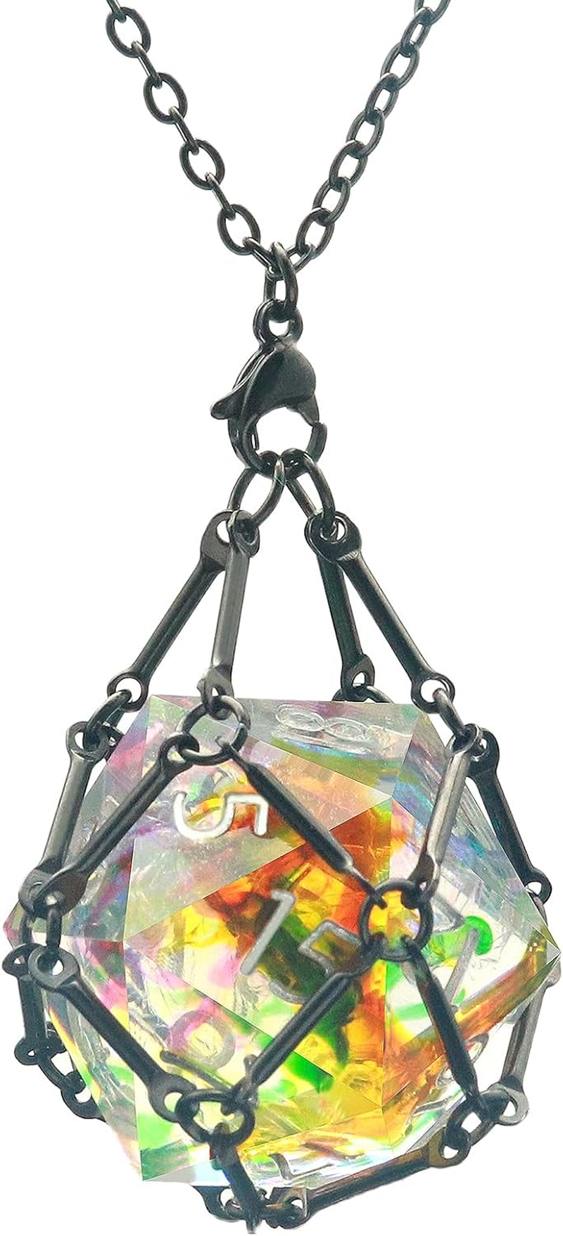 PJOY DND Dice with Necklace Dice Cage Interchangeable D20 Dice for Dungeons and Dragons Gamers DND Gifts-Black image number 4