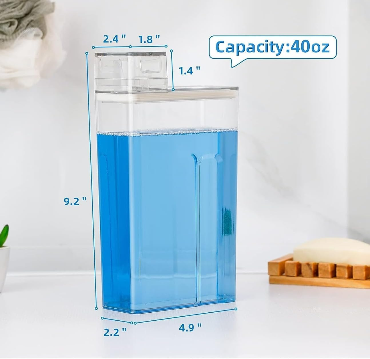 ZNZNANG 2PCS Laundry Detergent Dispenser,Beads Container for Fabric Softener, Softener Laundry Detergent Bottle 1000Ml (Transparent) - White image number 7