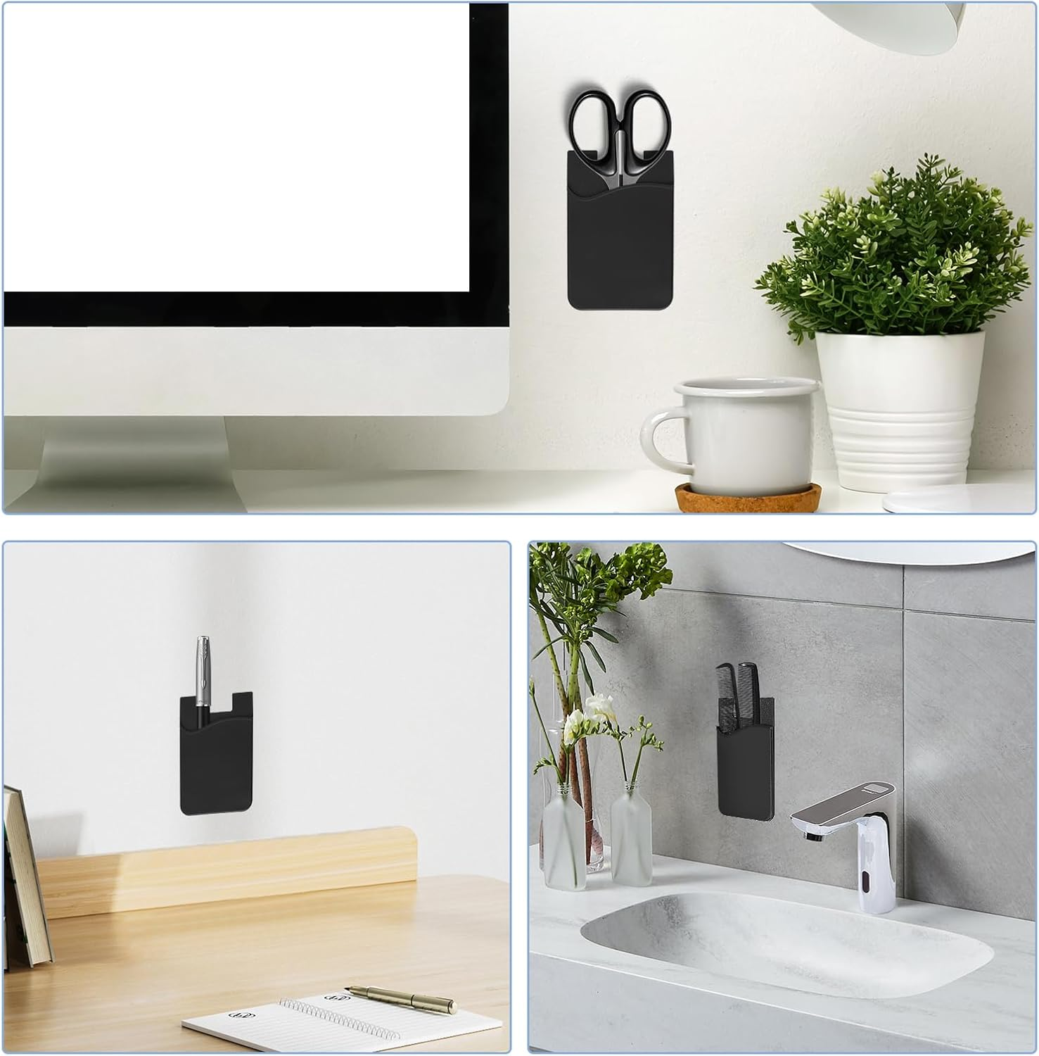 Ozessence 3 Pcs Phone Card Holder, Phone Case Card Holder Stick on Silicone Suitable for Iphone Android Samsung and All Smartphone for Business People Teacher Place Business Card and Work Permit image number 3