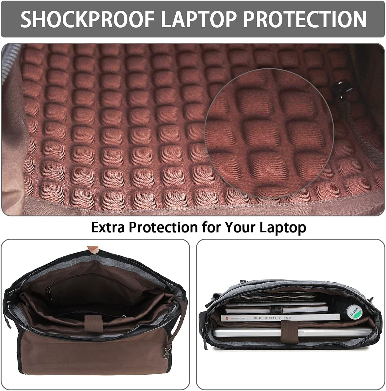 Messenger Bag for Men,Ravuo Water Resistant Lightweight Satchel 15.6 17 Inch Laptop Bags Shoulder Bookbag image number 5